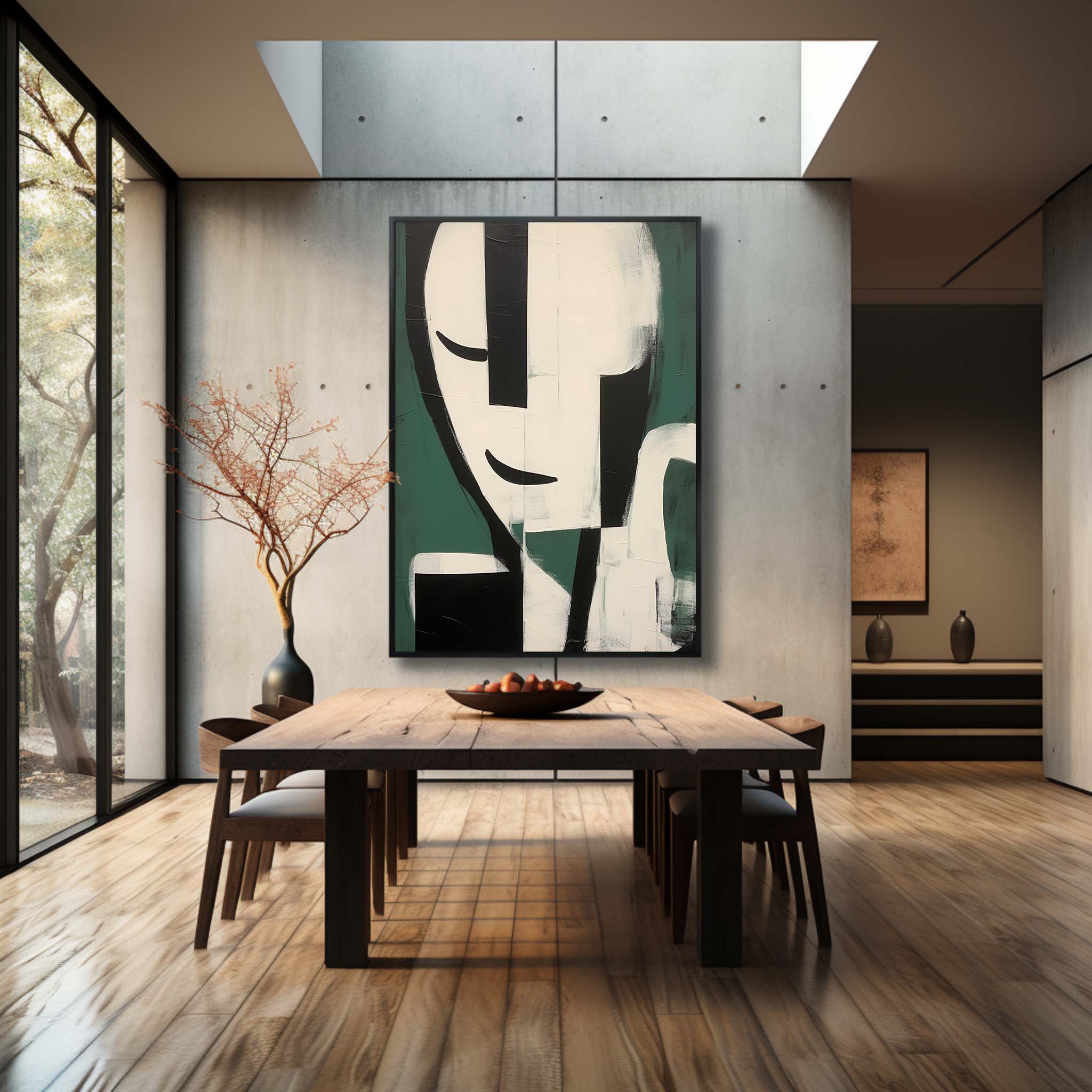 Large White and Green Minimalist Abstract Canvas Art Original Minimalist Art Minimalist Wall Art