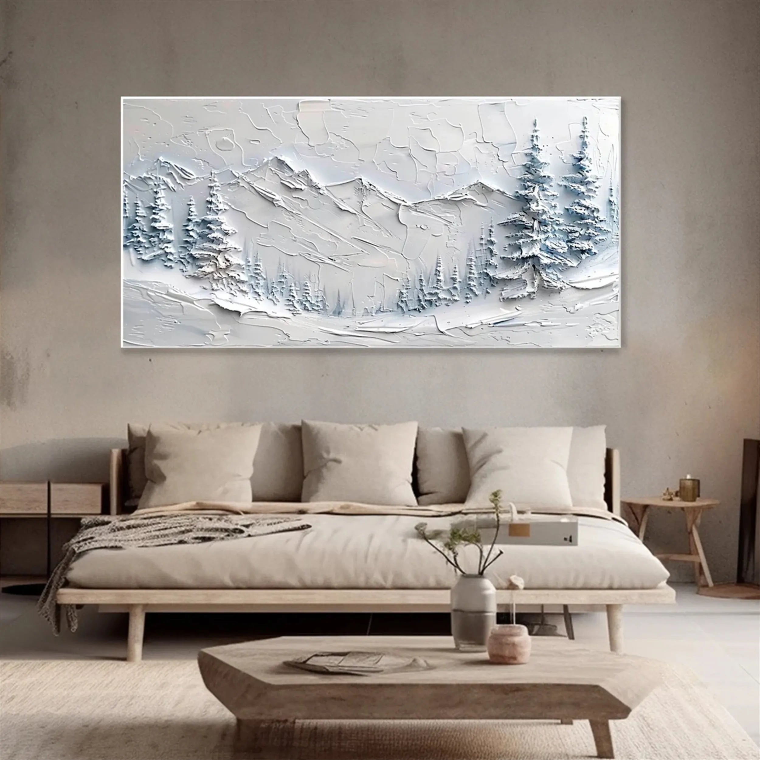 White Minimalist Textured Painting Canvas #MM256