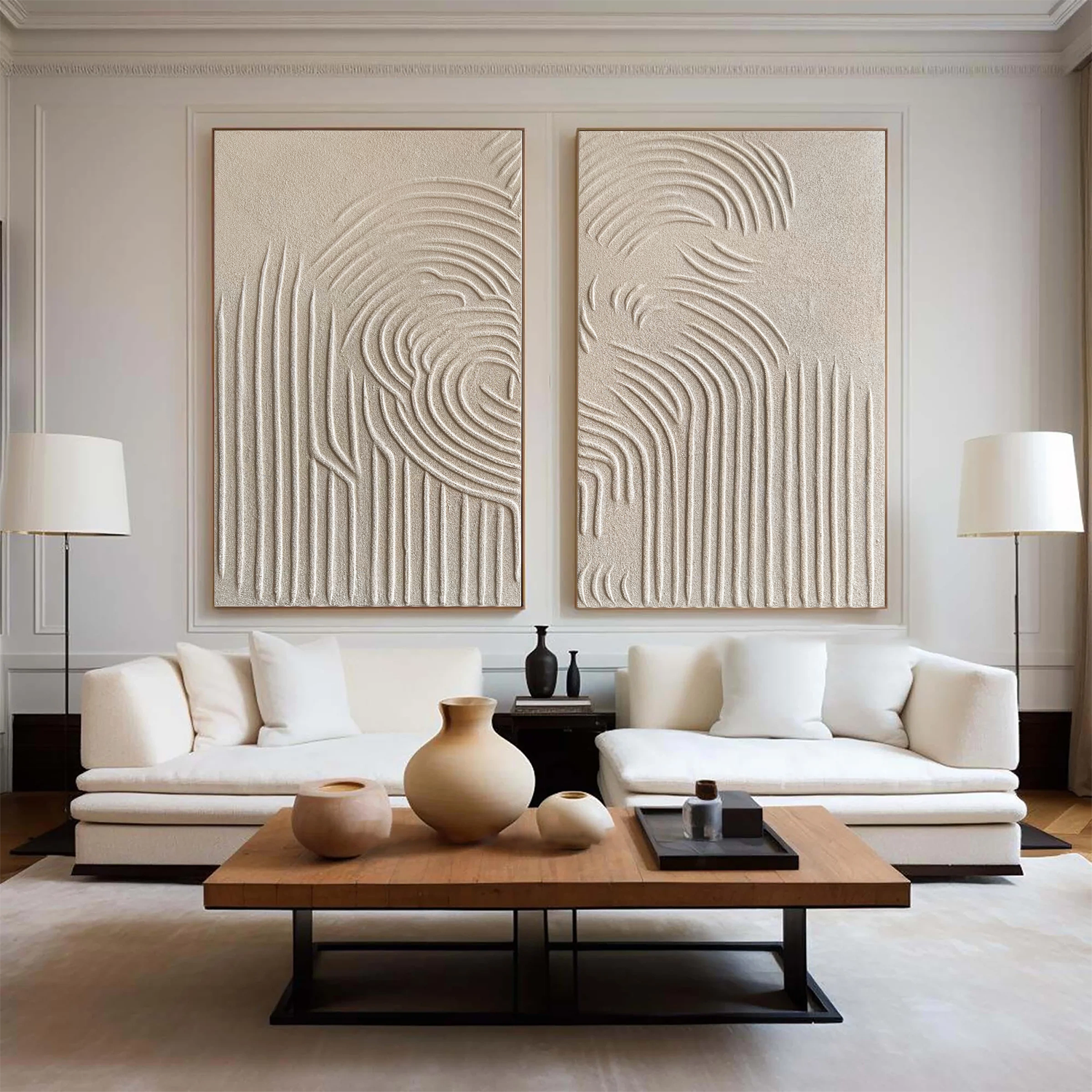 Beige & Brown Abstract Set of 2 #BB066