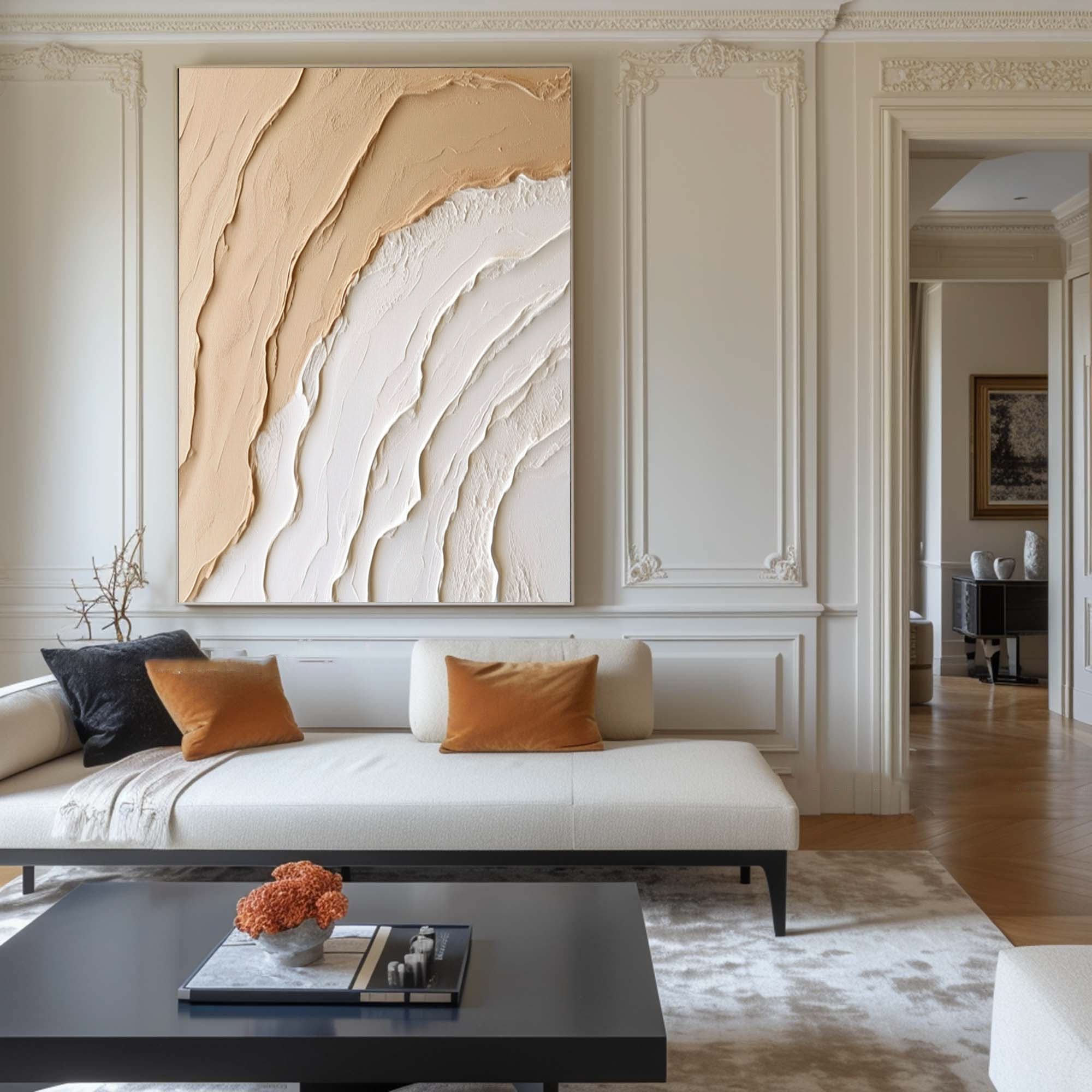 Whispering Dunes: Textured Abstract Canvas Art For Home Decor #BBM 011