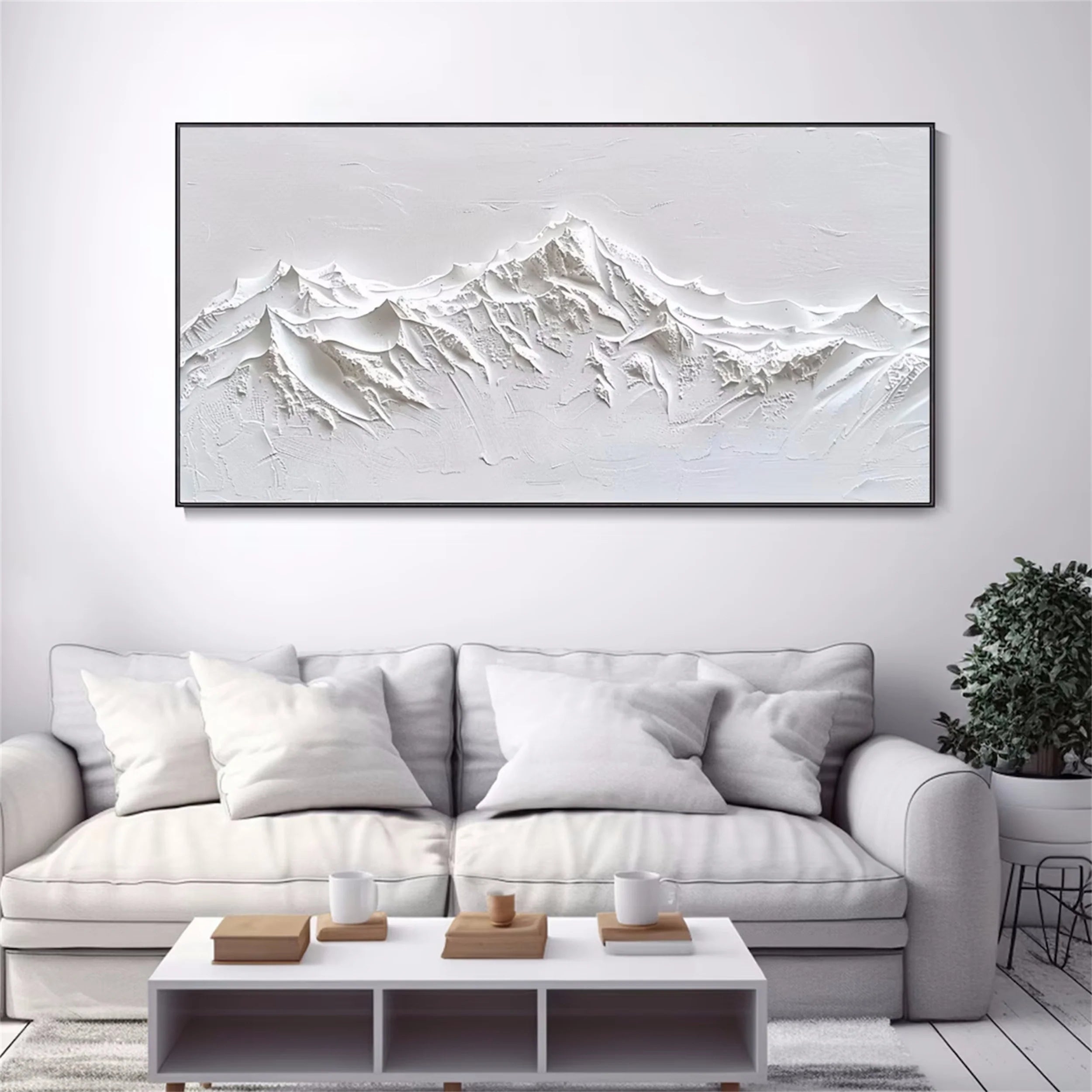 White Minimalist Textured Painting Canvas #MM132