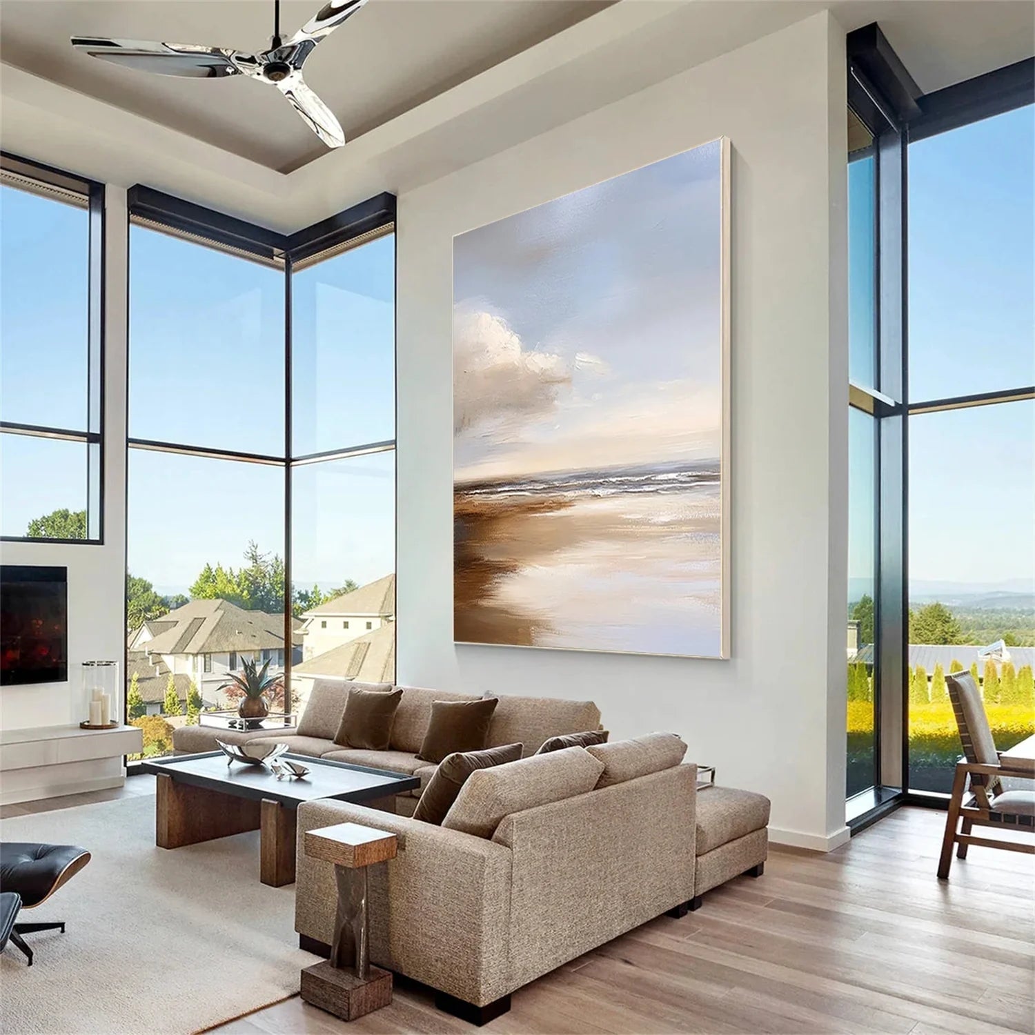 Ocean And Sky Abstract Canvas Art #OS 277