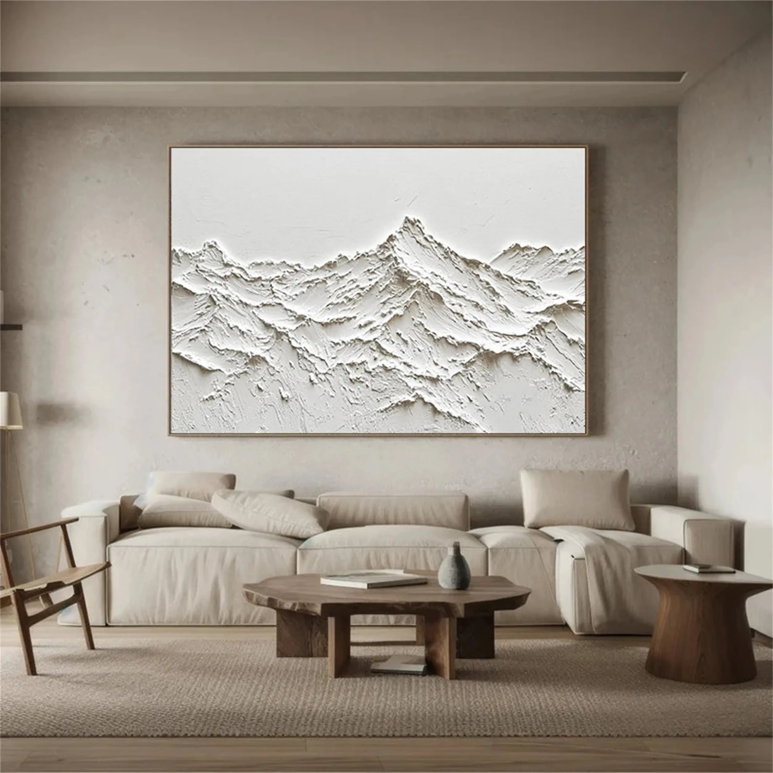 White Minimalist Textured Painting Canvas #MM250