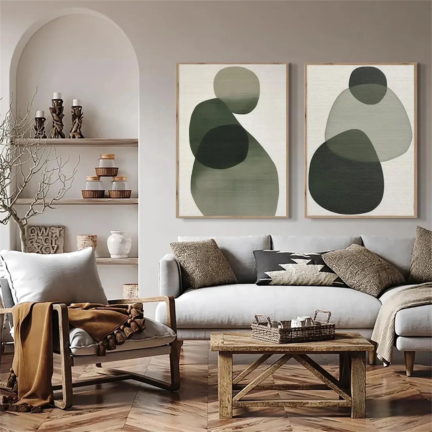 Blue & Green Abstract Set of 2 #BG088