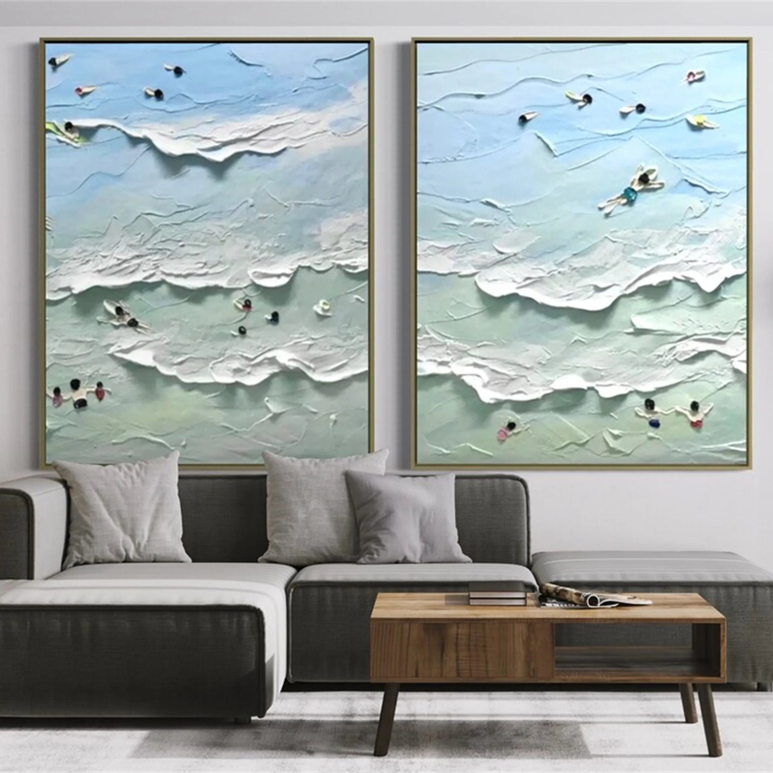 Seascape and Snowy Peak Painting Set of 2 #SP016