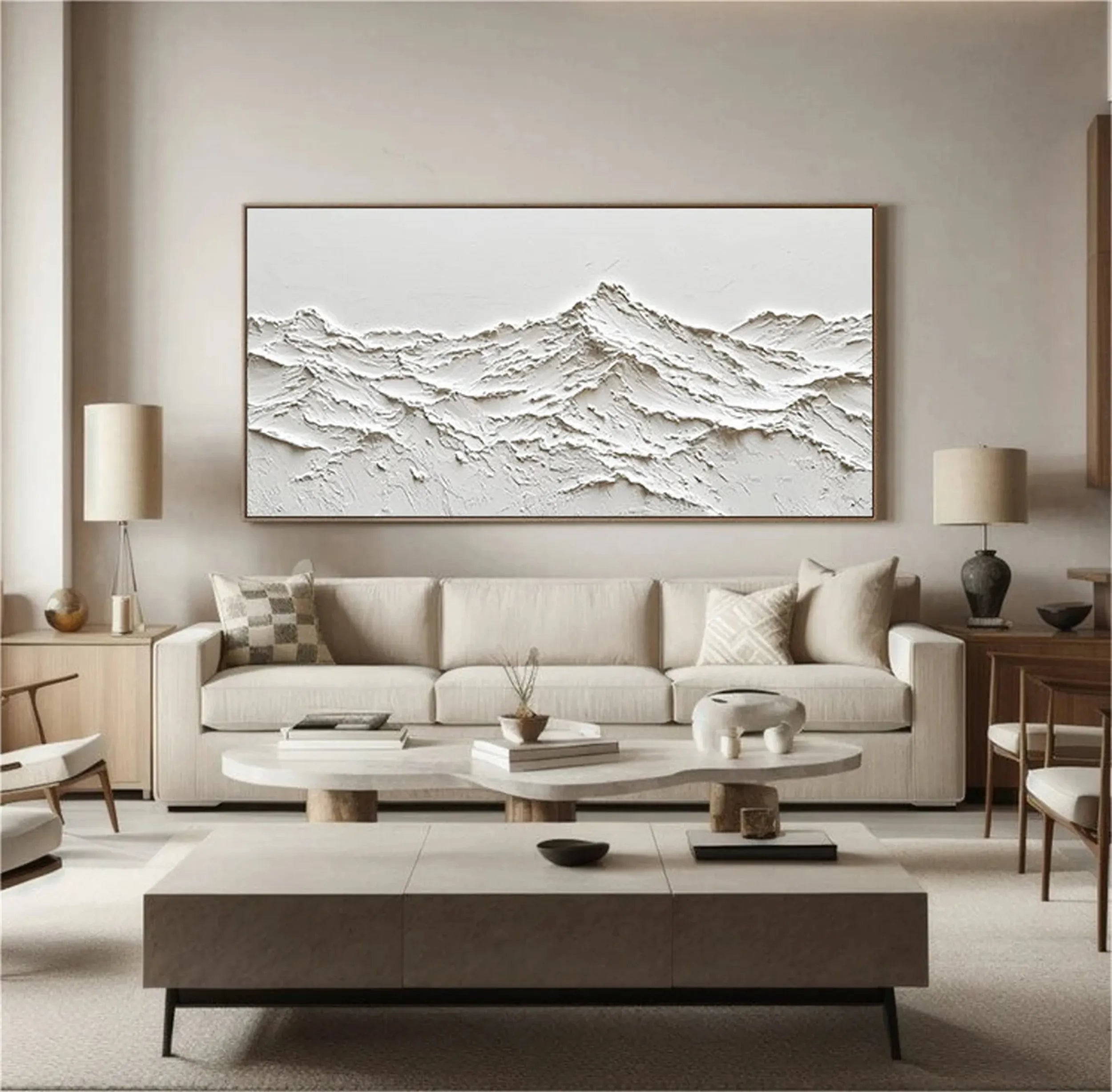 White Minimalist Textured Painting Canvas #MM250