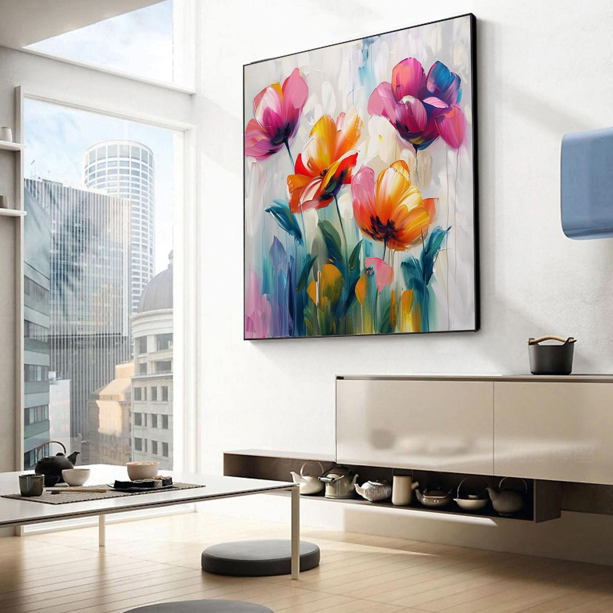 Vibrant Bloom Canvas Art Colorful Flower Wall Decor #FT 031