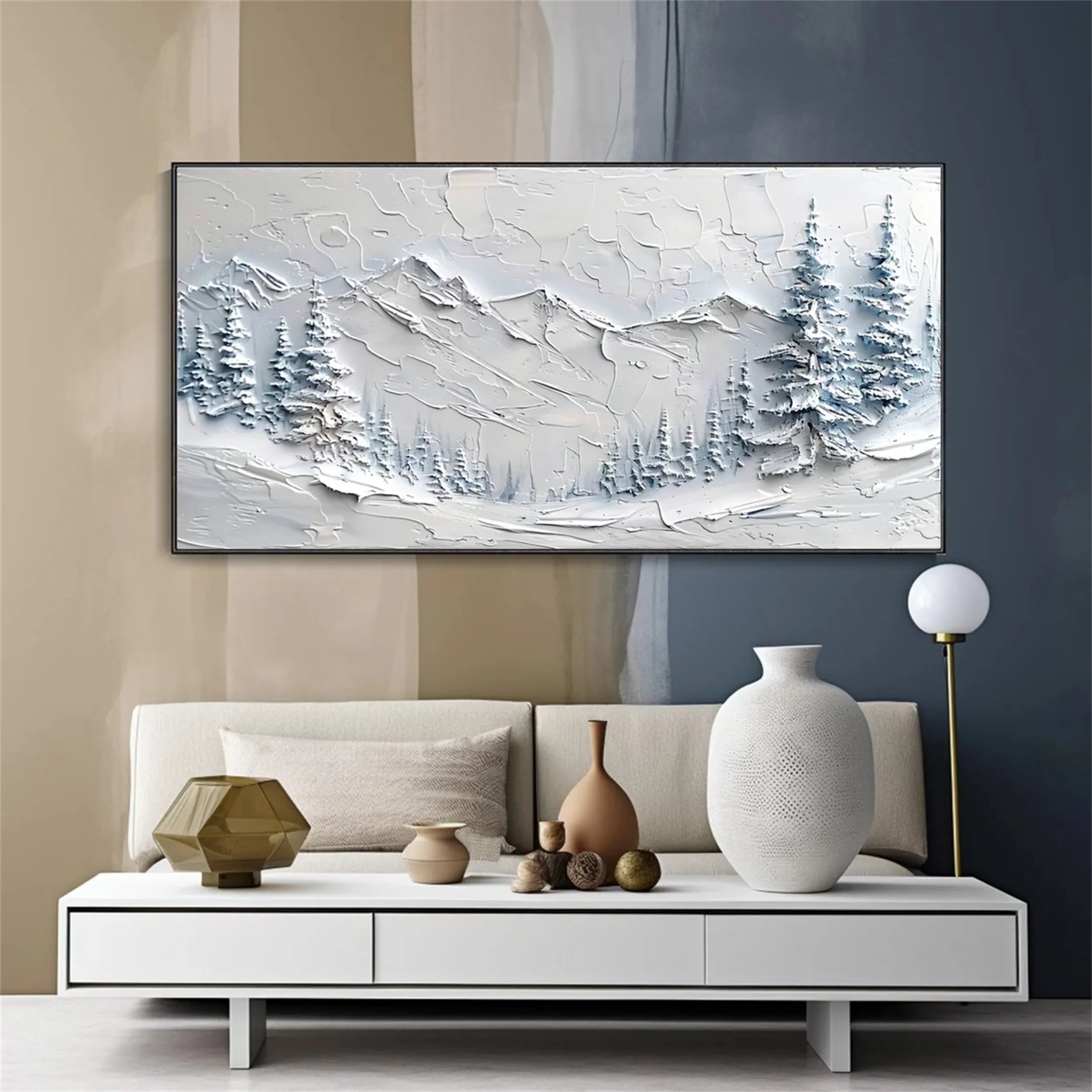 White Minimalist Textured Painting Canvas #MM256