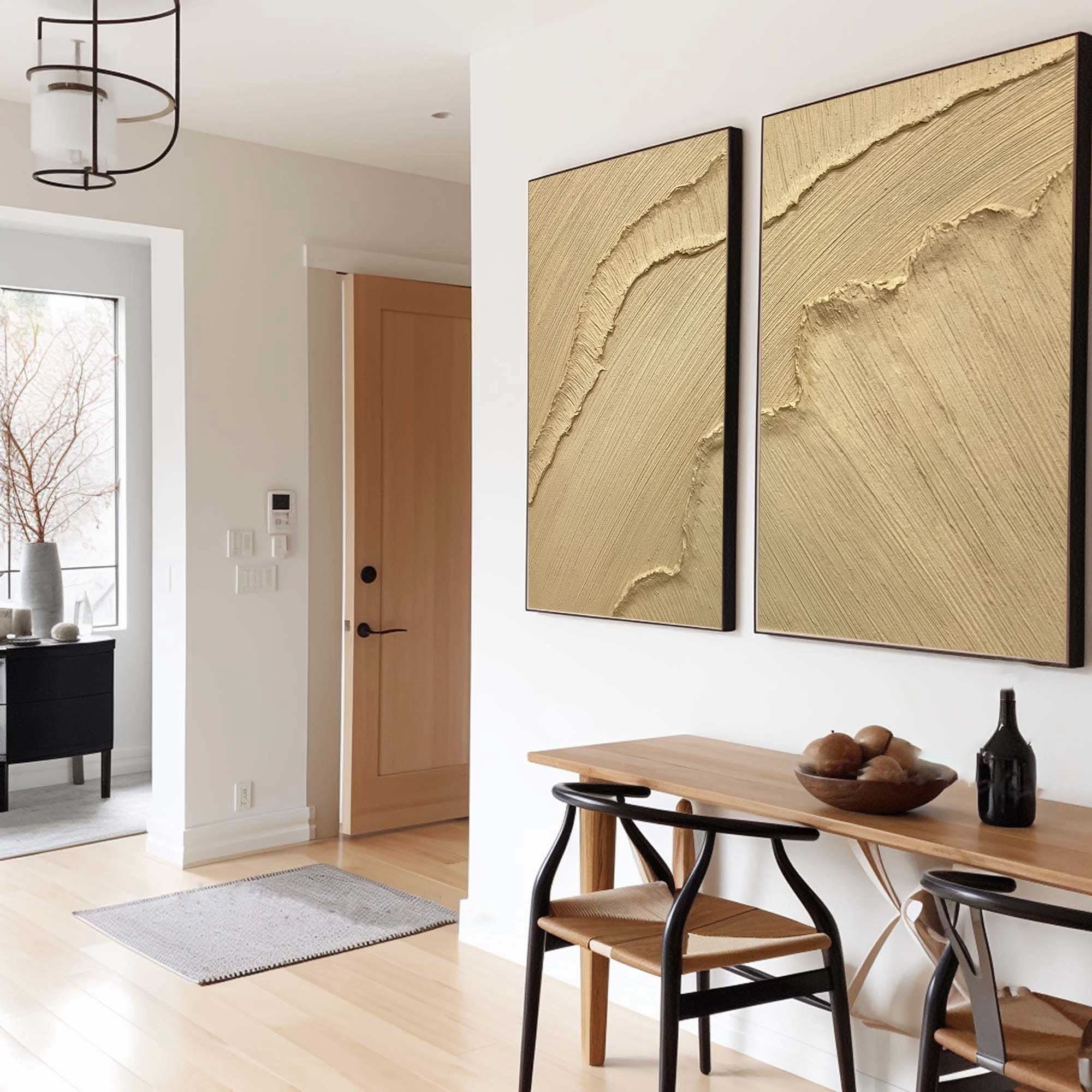 Modern Beige Texture Canvas Wall Art Duo Set Of 2 #BBS 001
