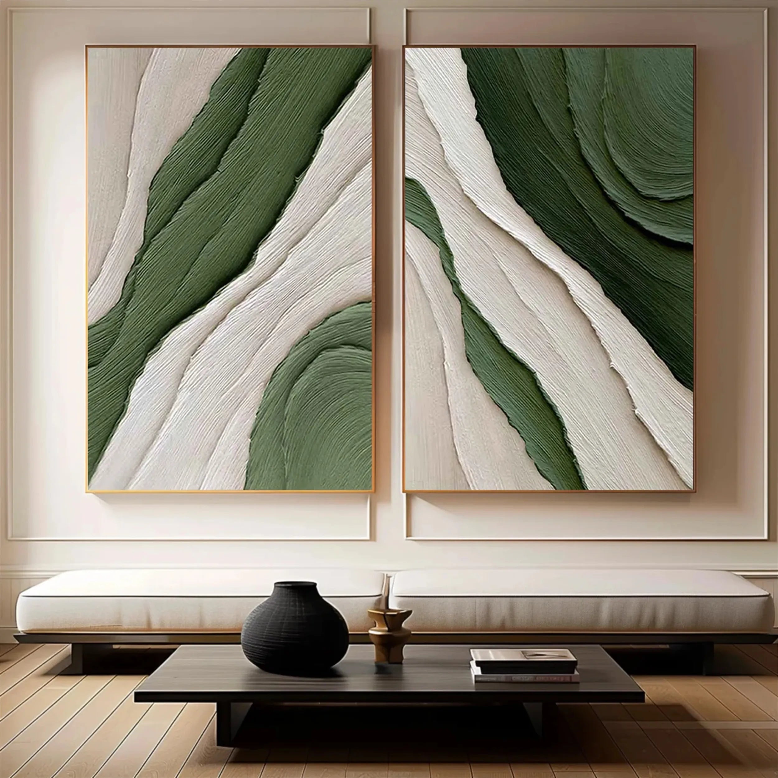 Green Texture Art Set of 2#GT032