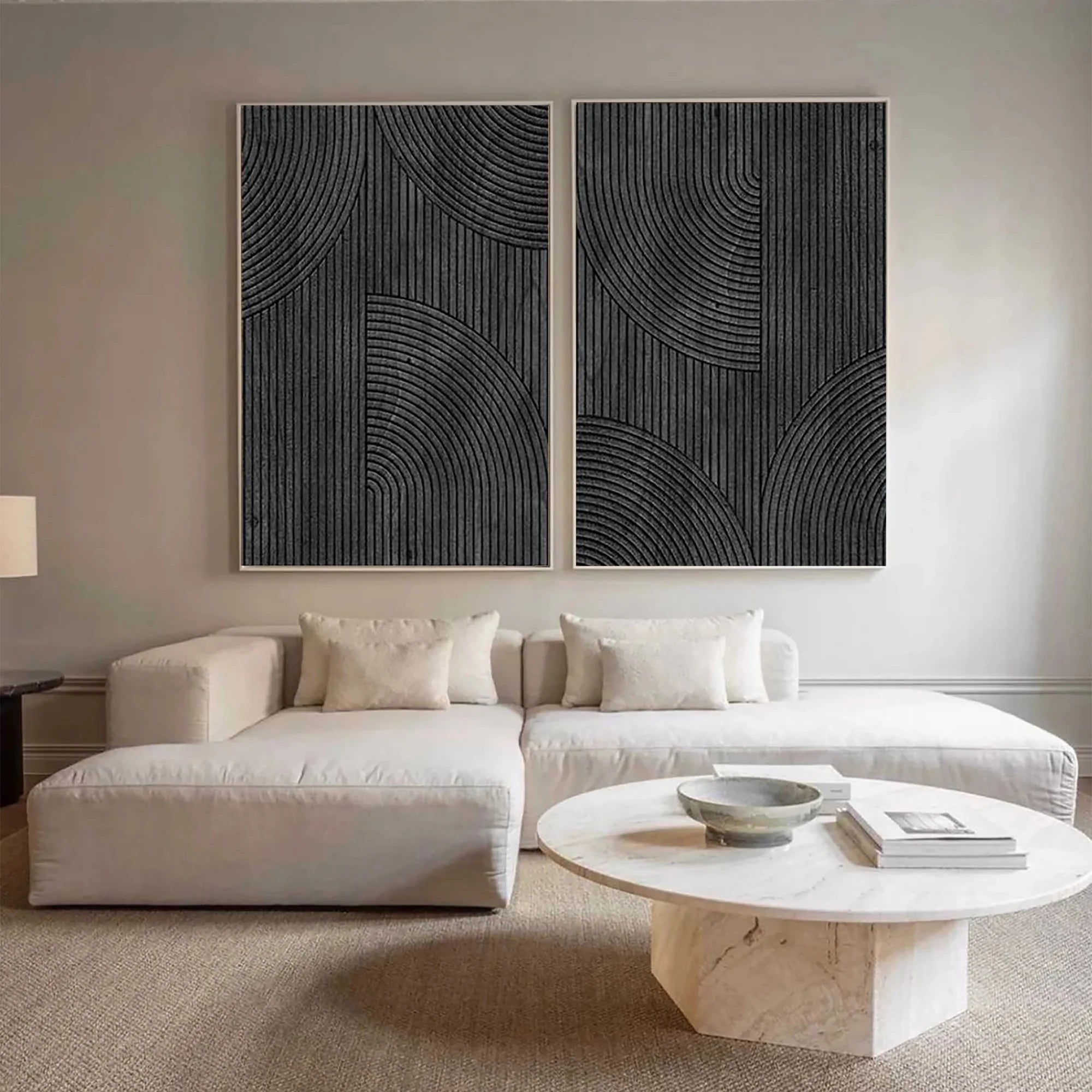 Black Minimalist Textured Paintings Canvas Set of 2 #MZ050