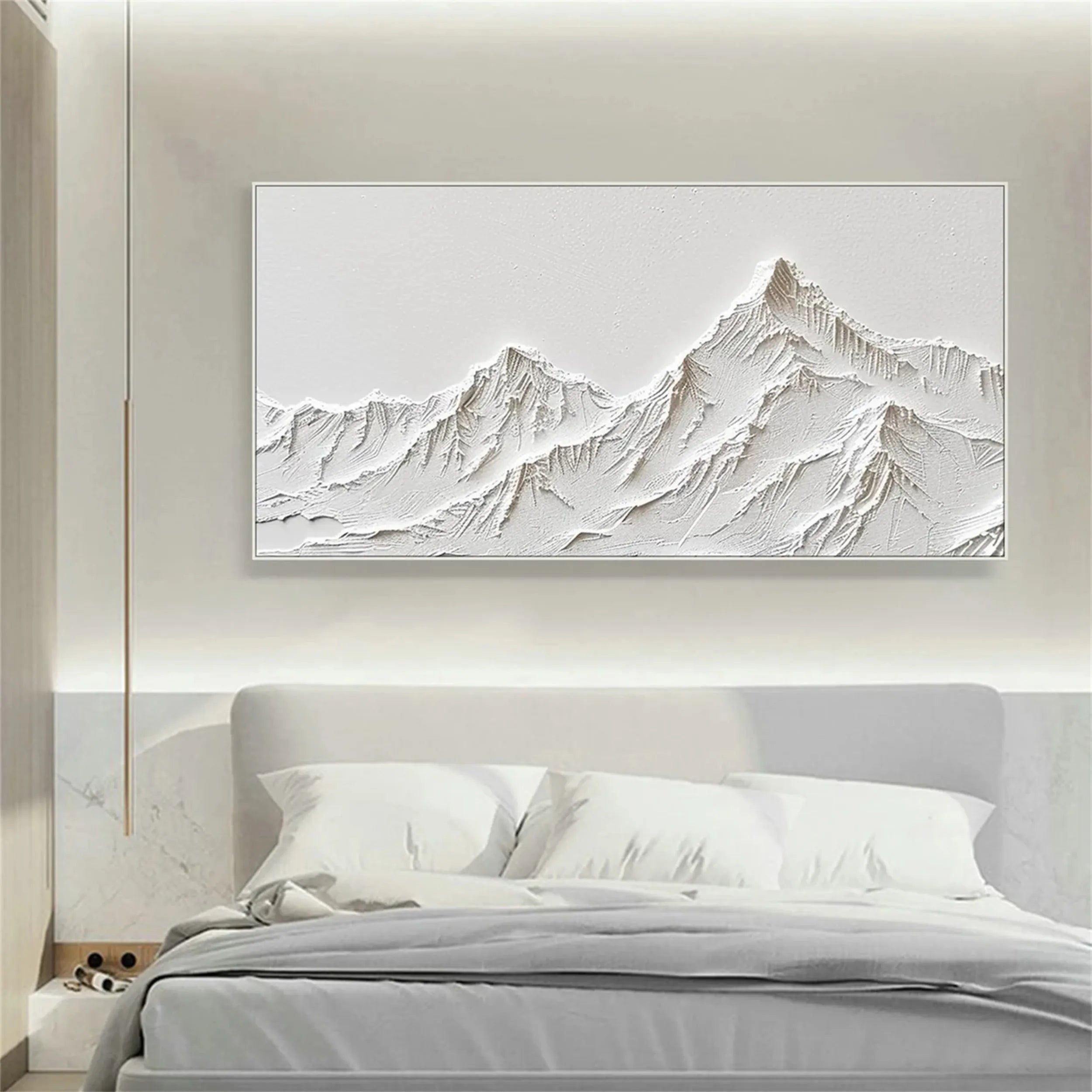 White Minimalist Textured Painting Canvas #MM249