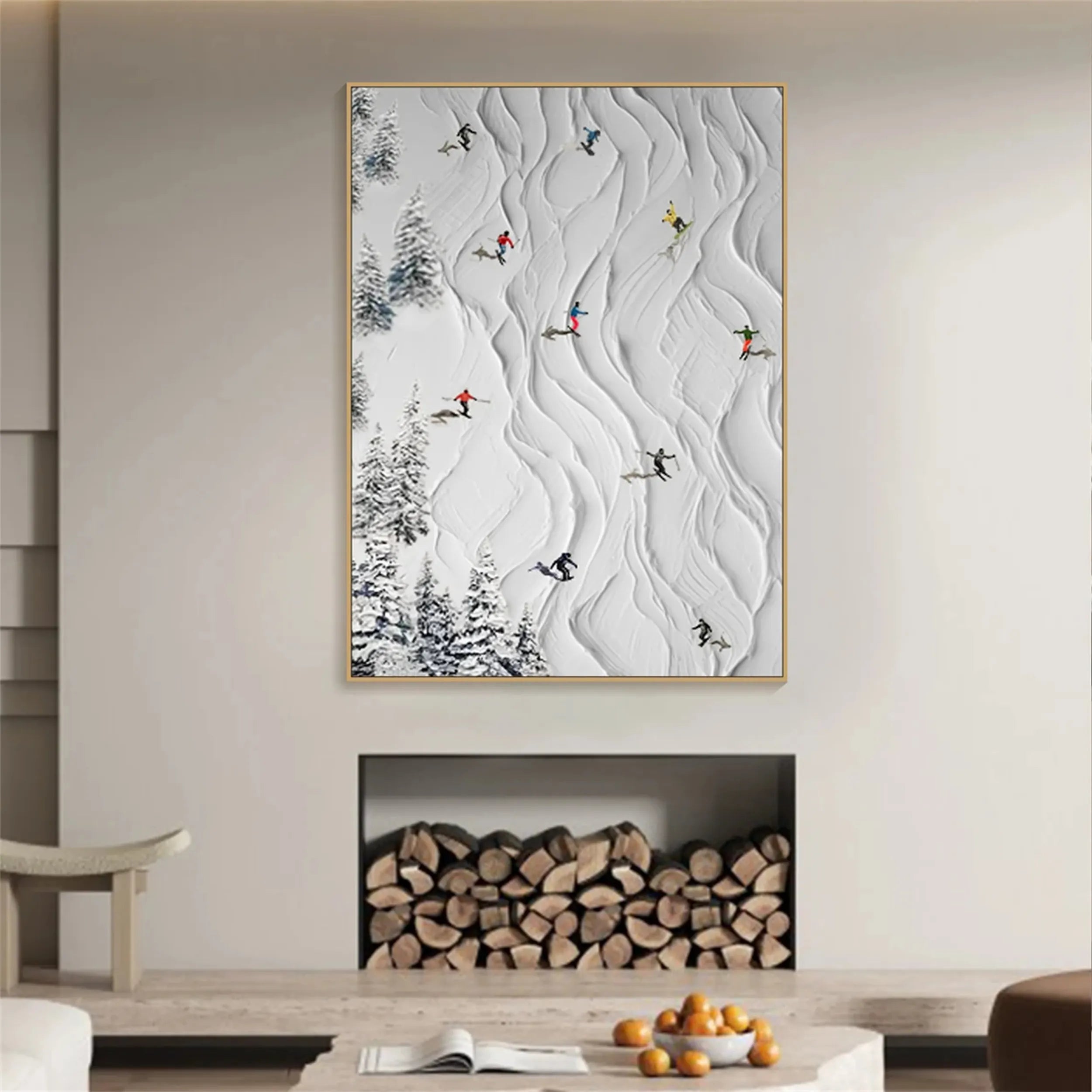 Skiing Sport Art Textured Painting Canvas #MM213
