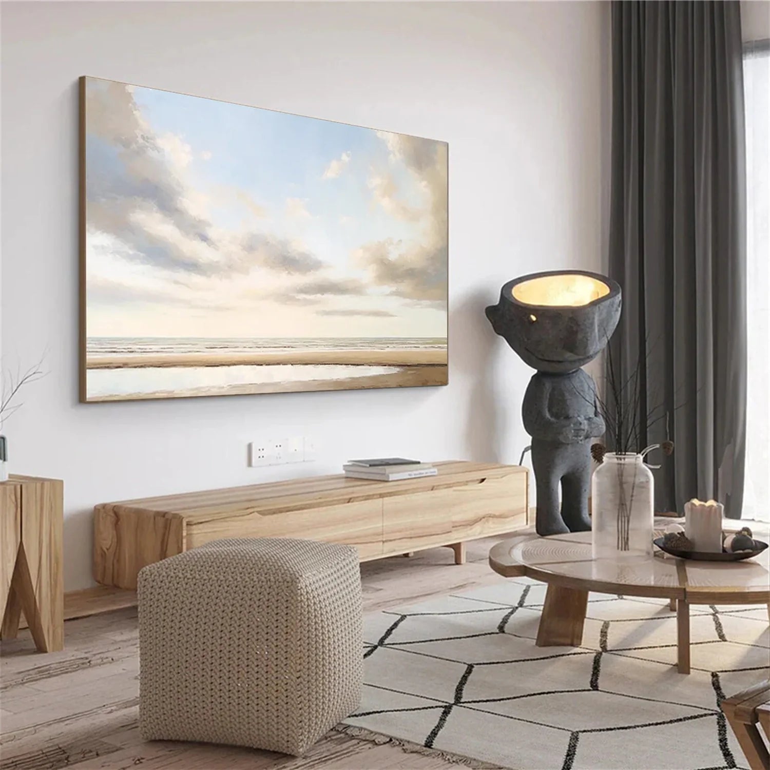 Ocean And Sky Abstract Canvas Art #OS 281