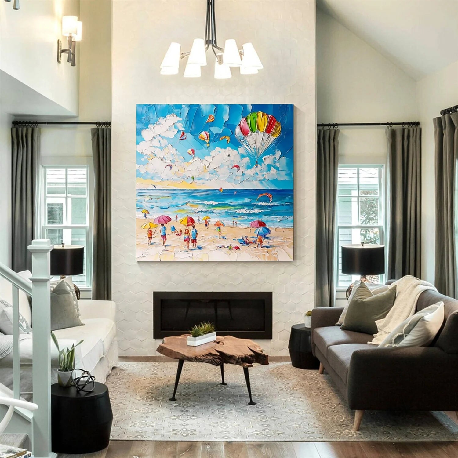 Seascape and Snowy Peak Painting #SP056