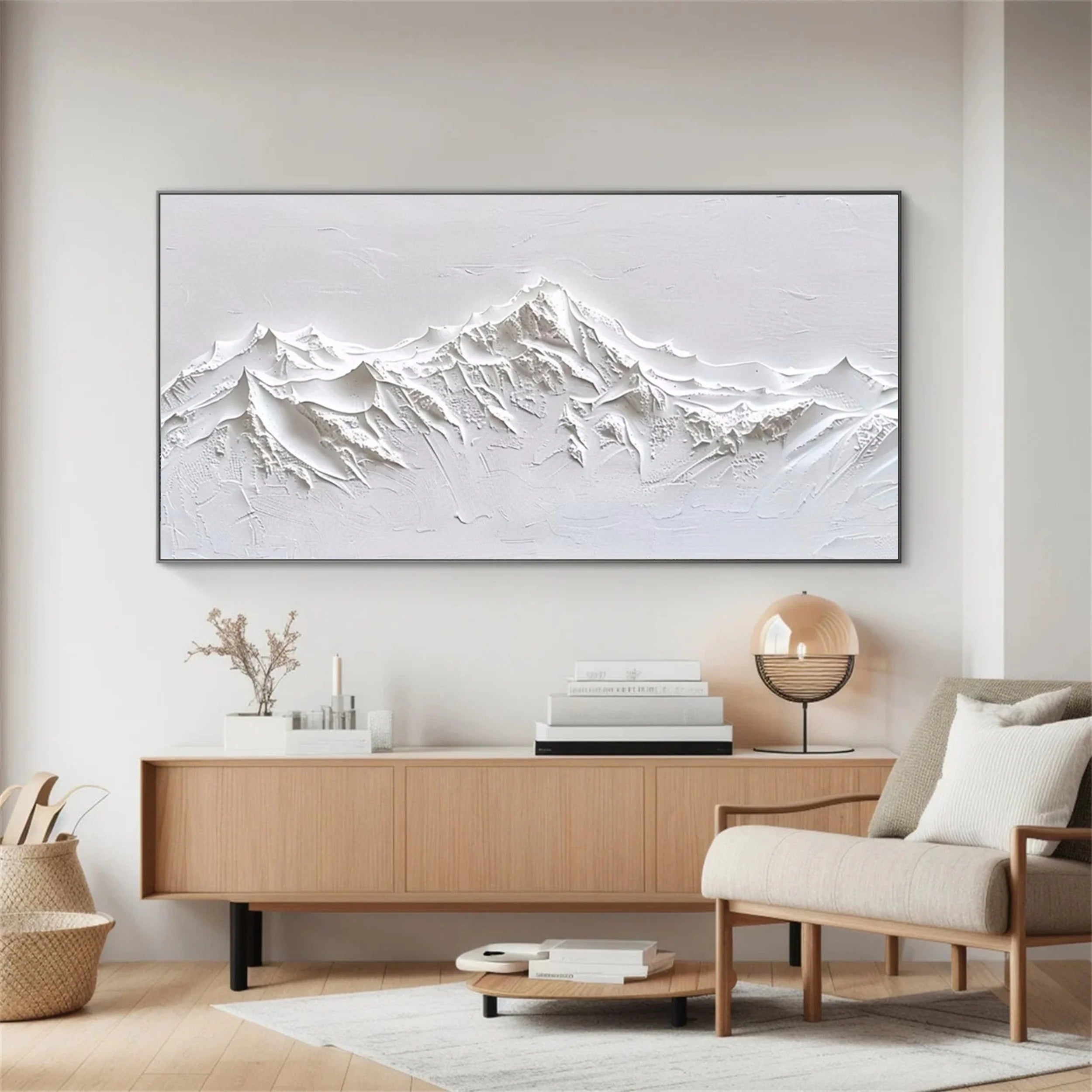 White Minimalist Textured Painting Canvas #MM132