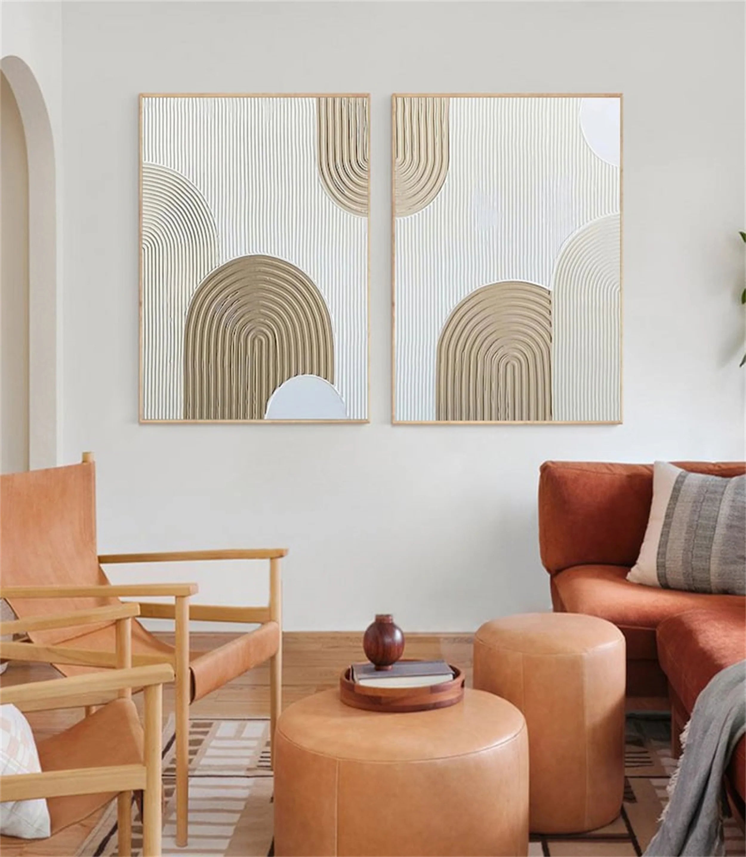 Beige & Brown Abstract Set of 2 #BB076