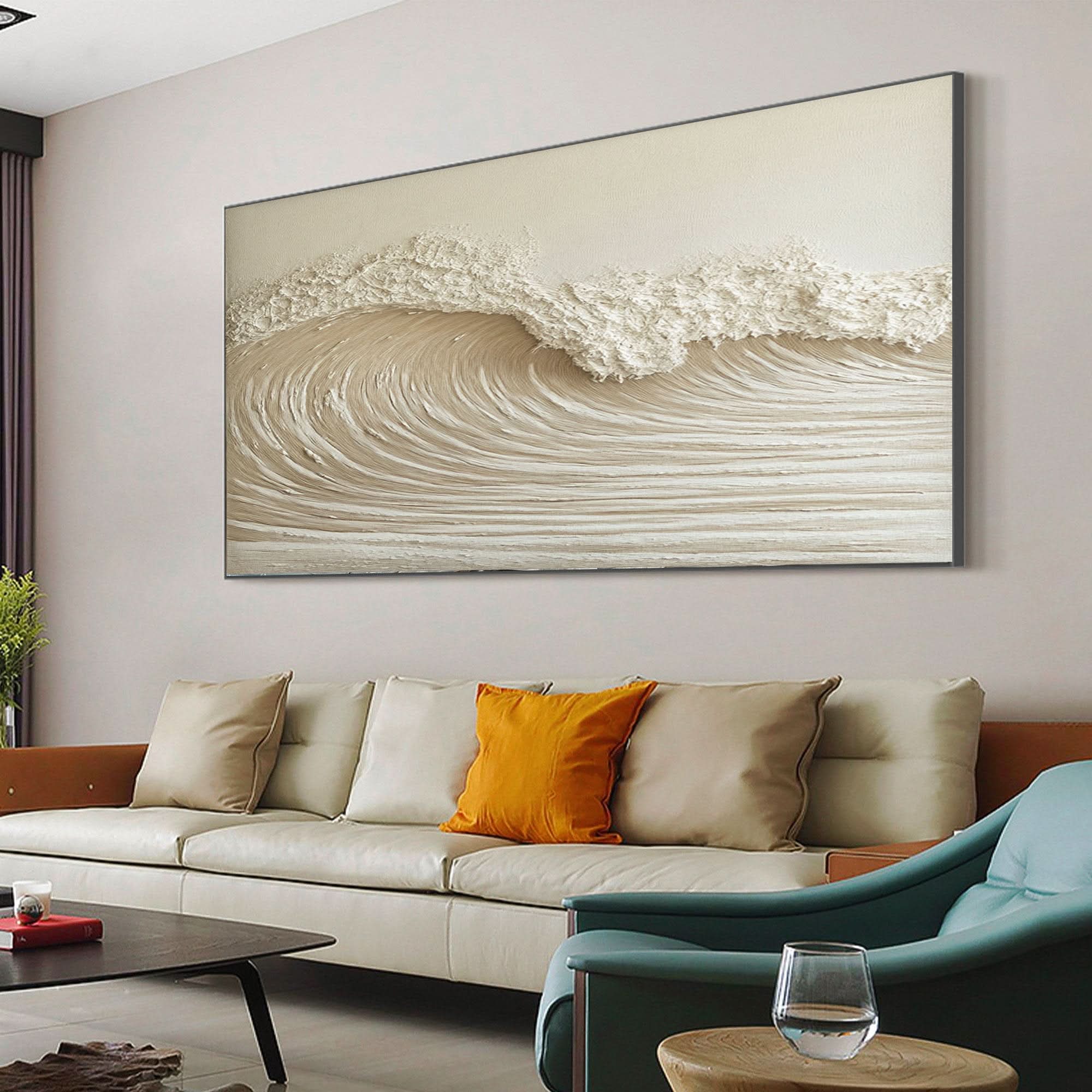 Modern Nature Inspired Wall Art Textured Wave Oil Painting #BBM 030
