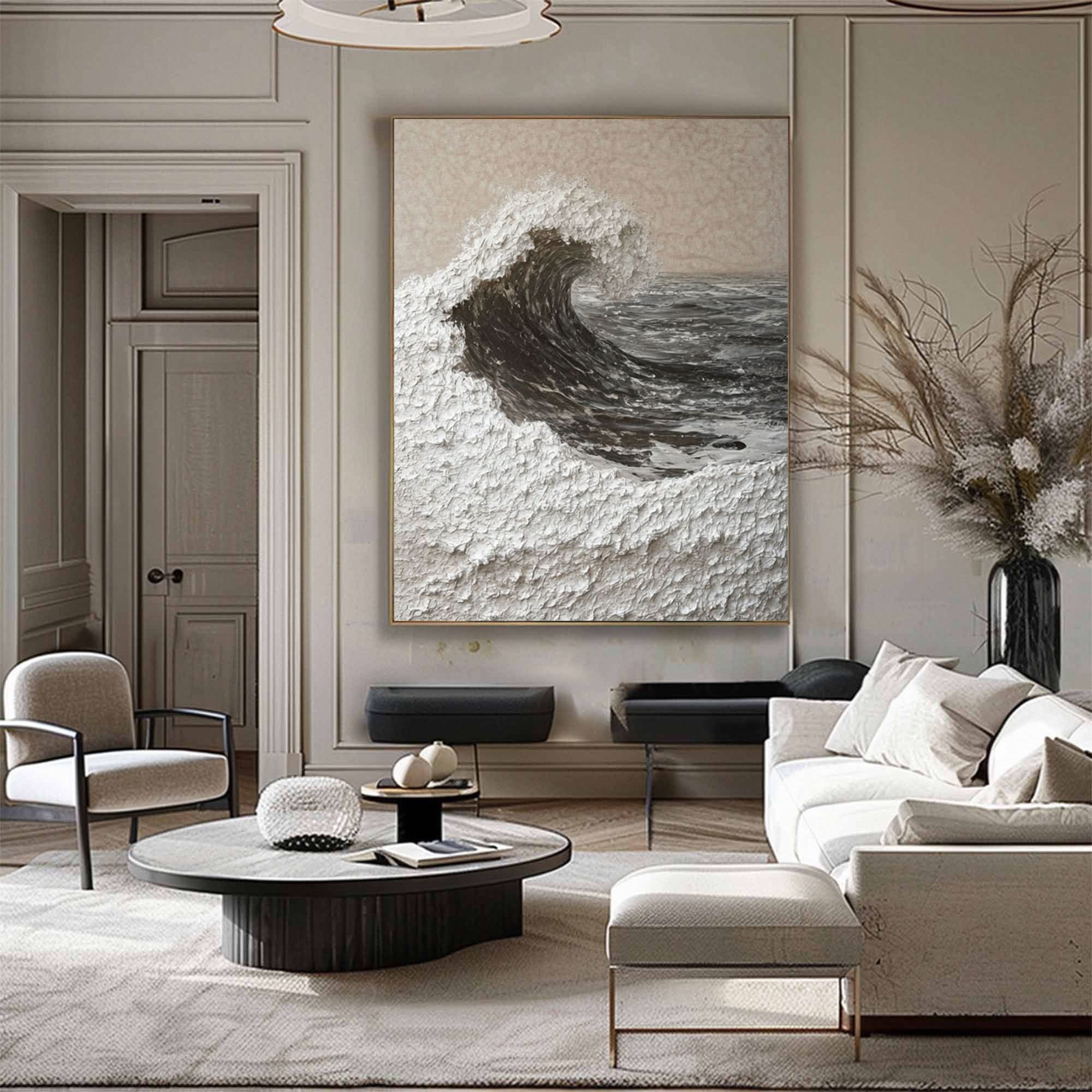 Handcrafted Ocean Wave Painting with Textured 3D Details #BBM 037