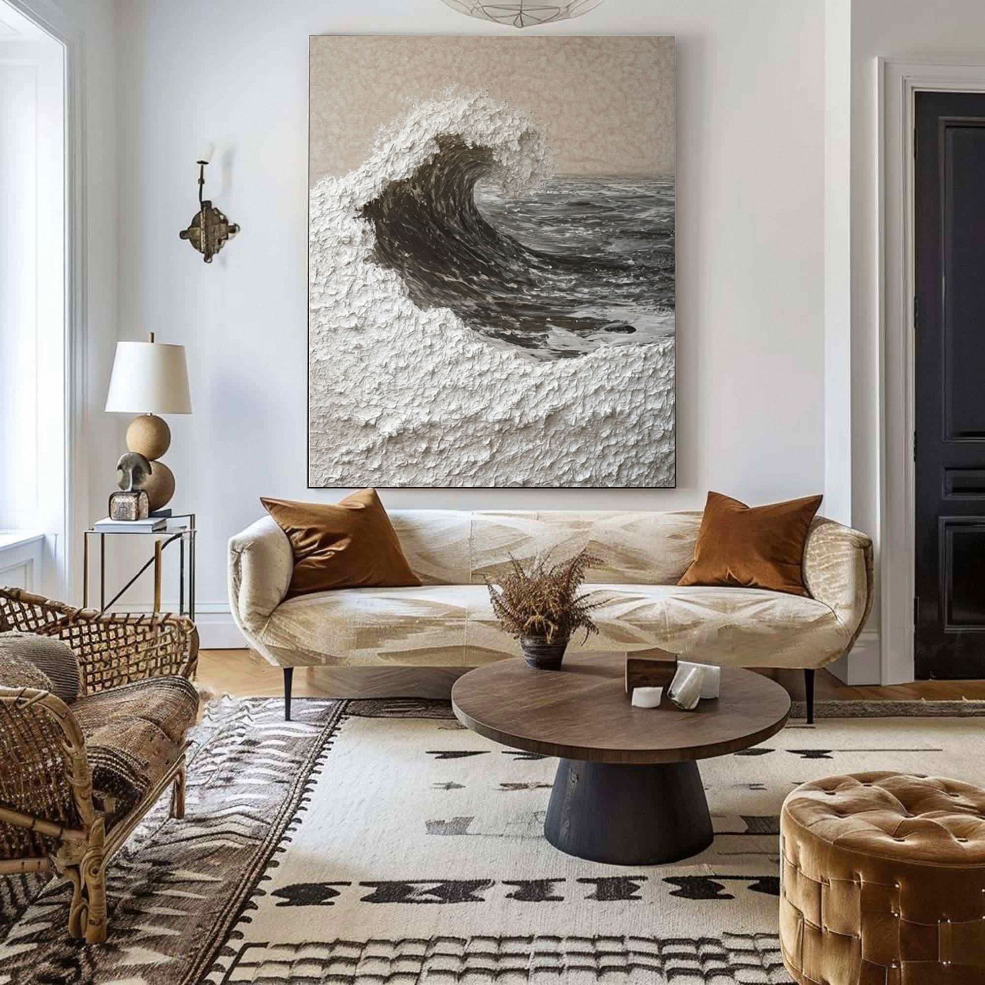 Handcrafted Ocean Wave Painting with Textured 3D Details #BBM 037