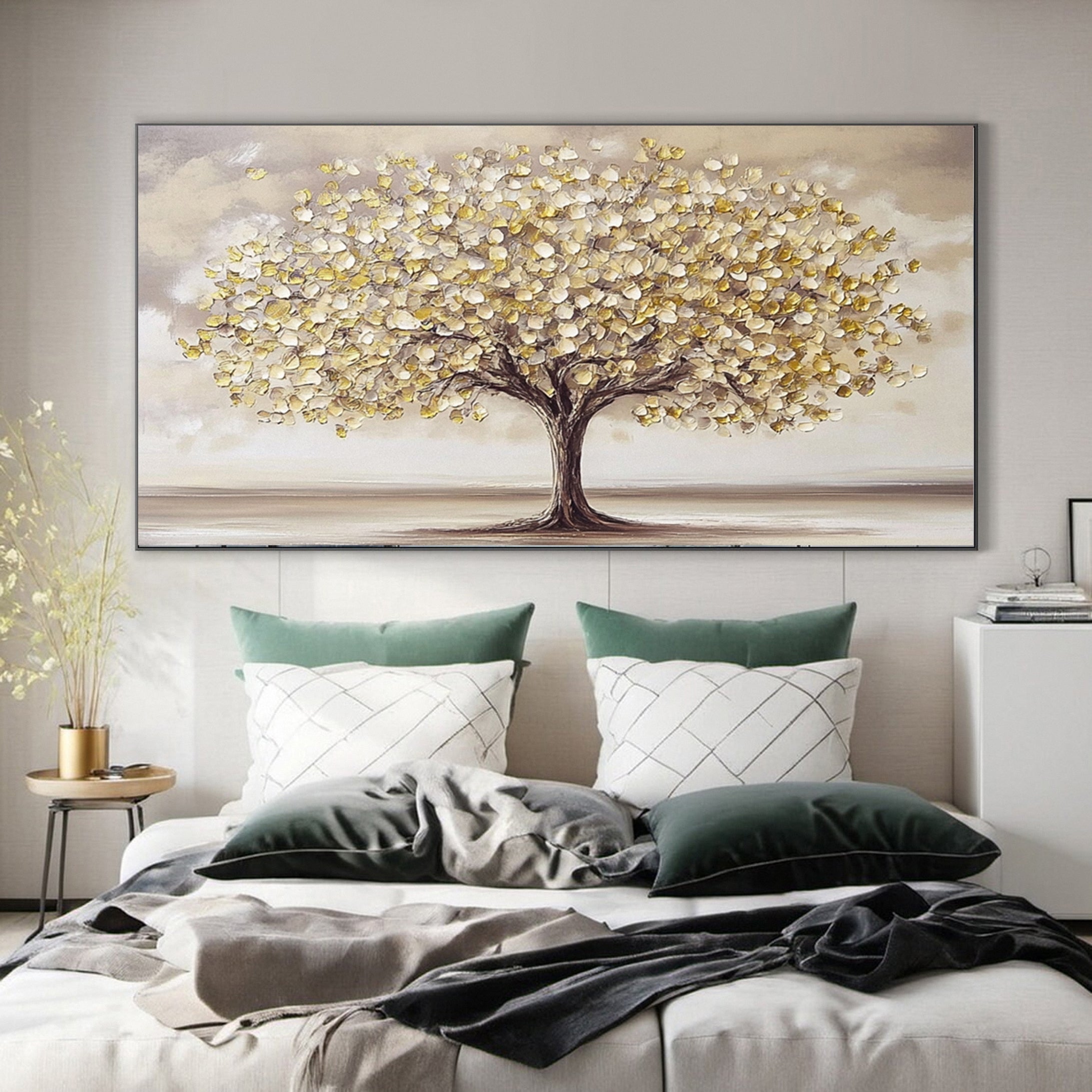 Golden Foliage Canvas Print Timeless Wall Art for Elegant Homes #CAP 039