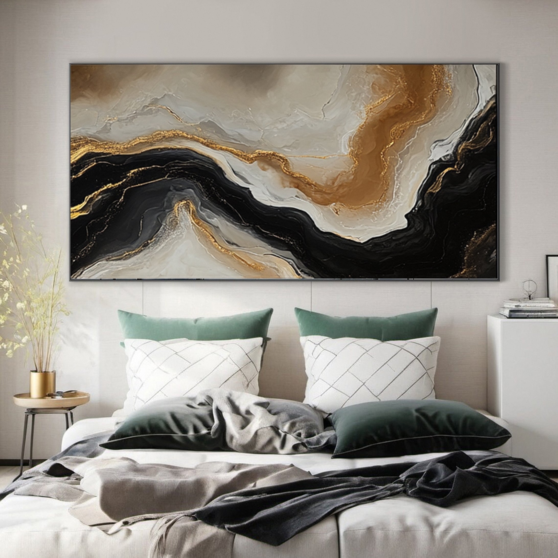 Abstract Ripples Gold and Black Wall Art #BBM 064