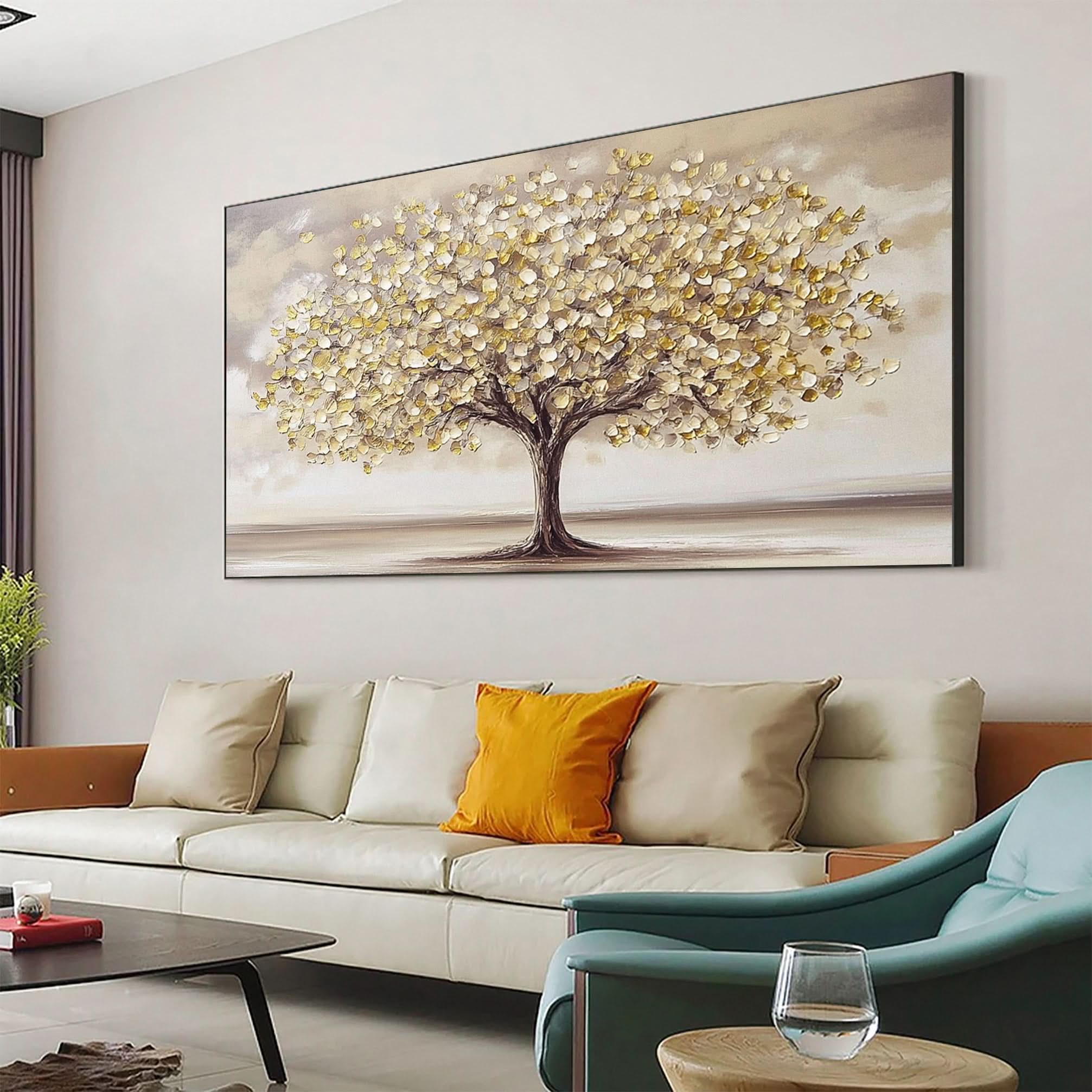 Golden Tree of Tranquility Canvas Art Luxurious Wall Decor #FT 056