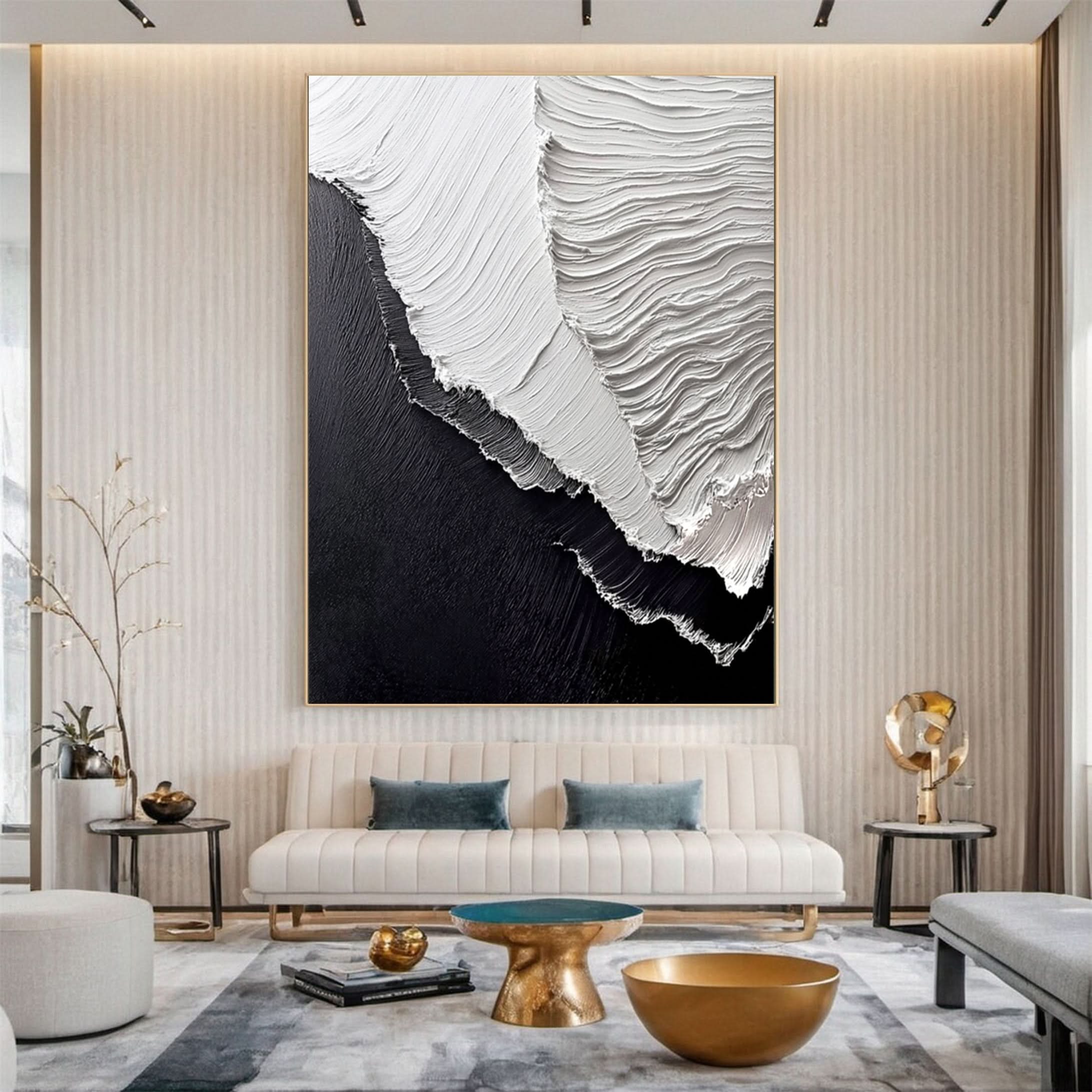 Dynamic Ocean Wave Canvas Art Textured Sea Painting #OS 066