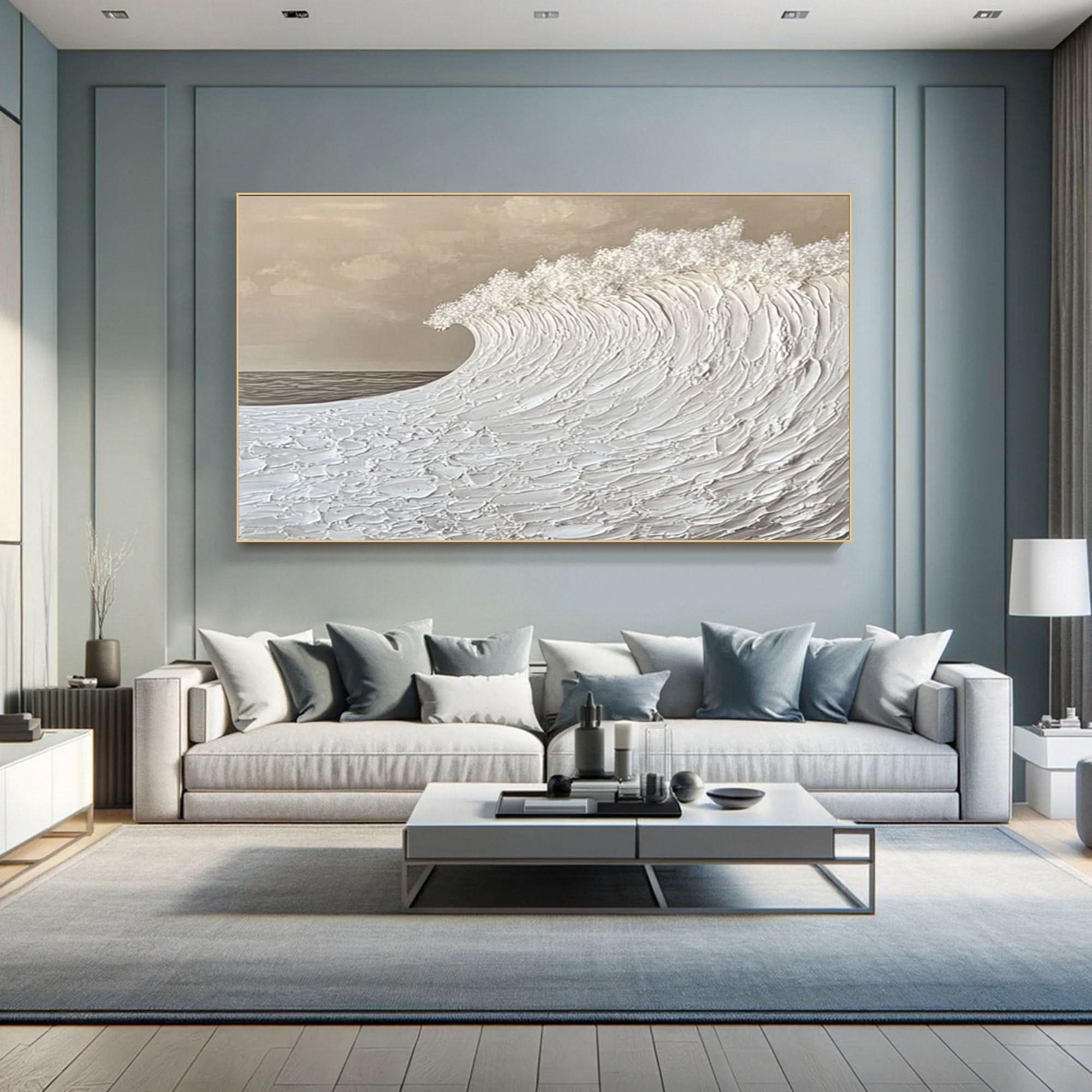 Modern Nature Inspired Wall Art Textured Wave Oil Painting #BBM 034