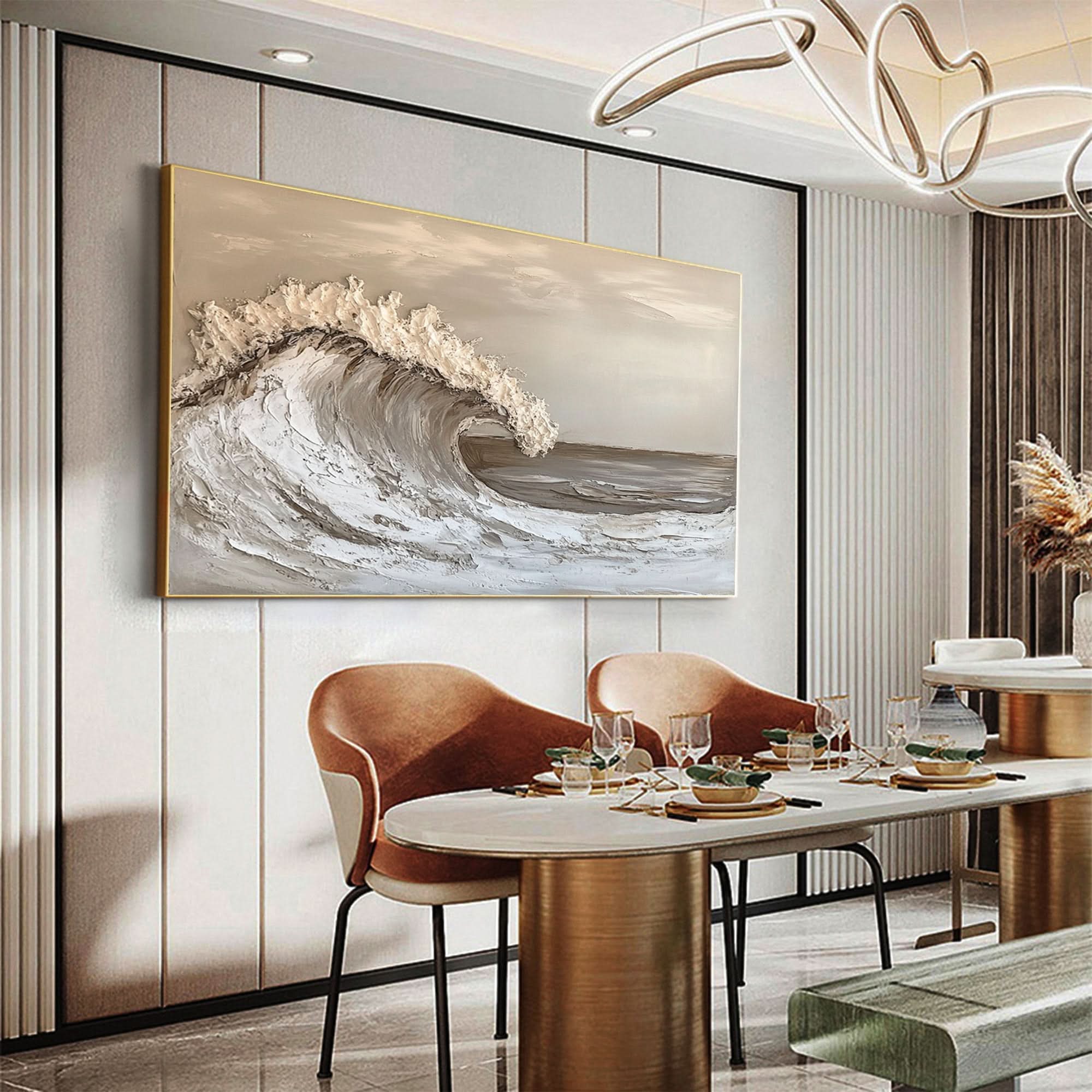 Modern Nature Inspired Wall Art Textured Wave Oil Painting #BBM 033