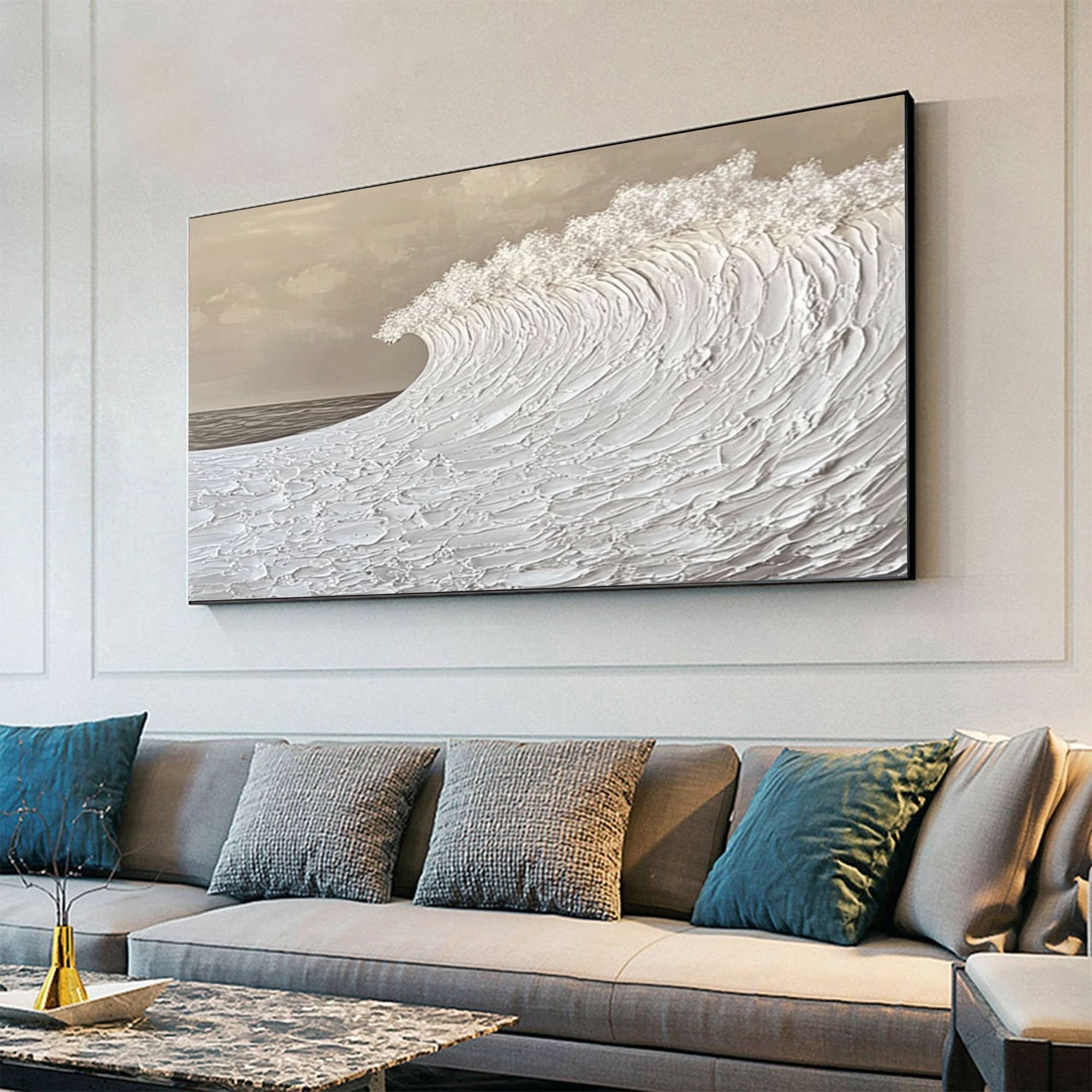 Modern Nature Inspired Wall Art Textured Wave Oil Painting #BBM 034