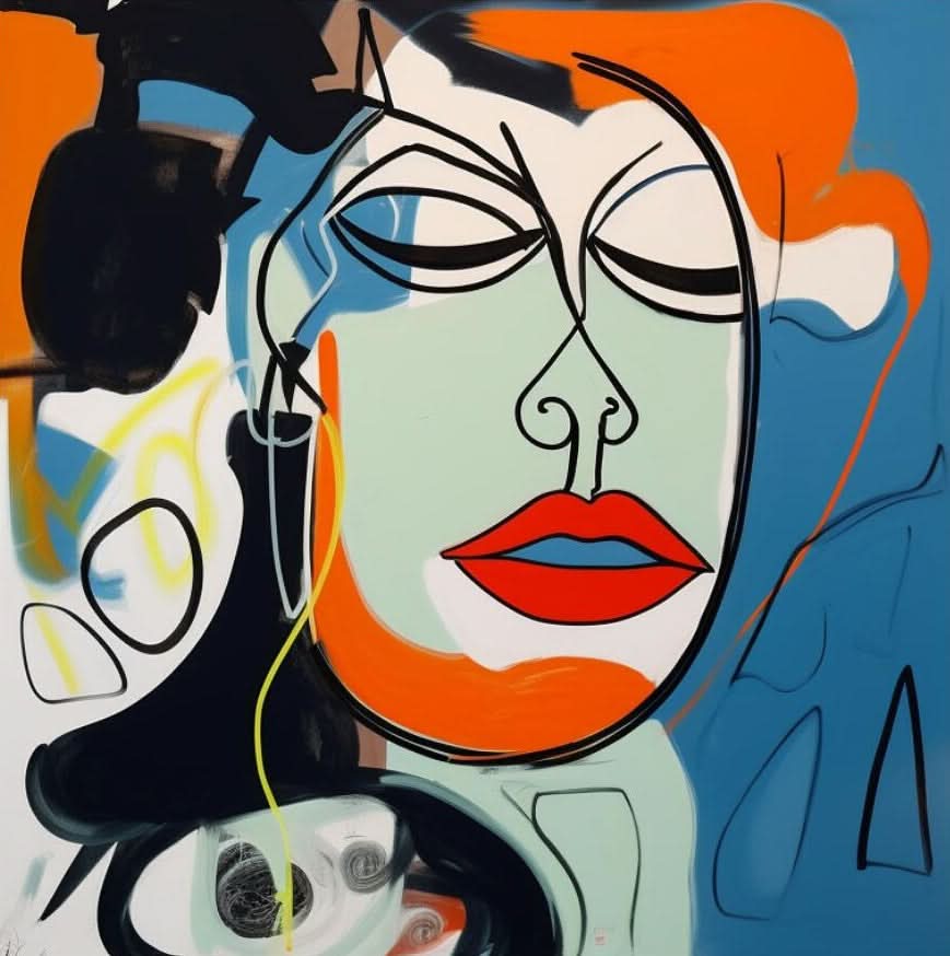 Large Abstract Woman Face Art Beautiful Woman Face Oil Painting Funny Woman Face Pop Canvas Wall Art