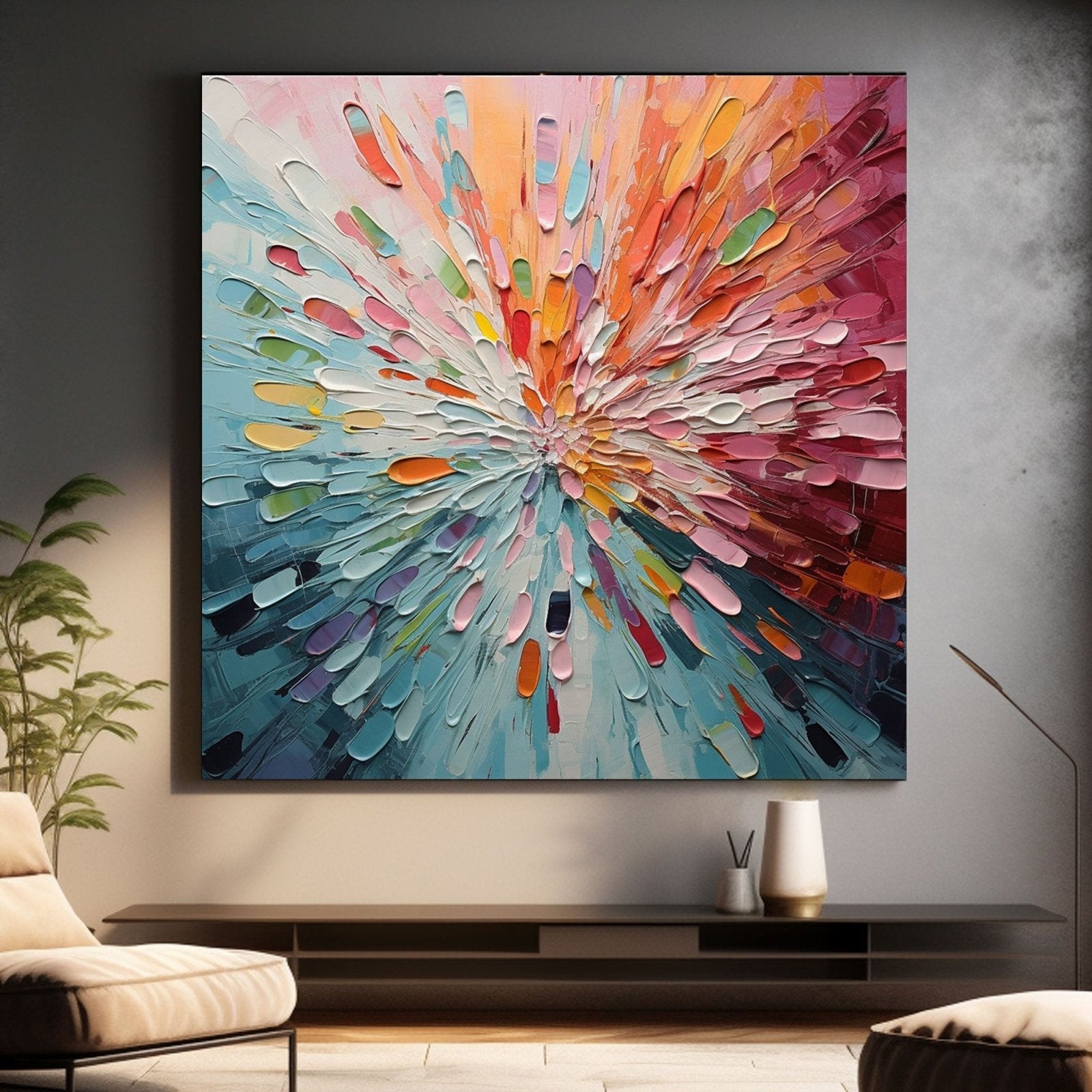 Abstract Textured Painting "Radiant Bloom" - MasterGallery