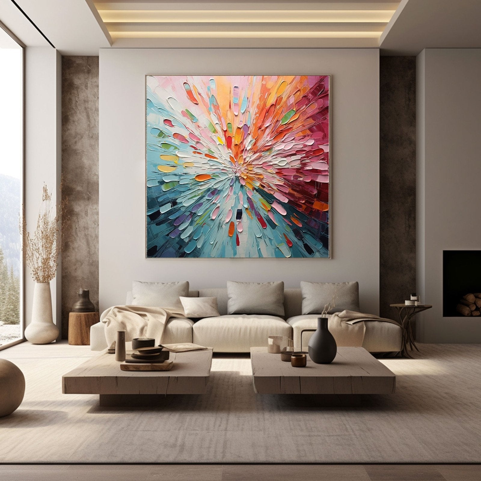 Abstract Textured Painting "Radiant Bloom" - MasterGallery