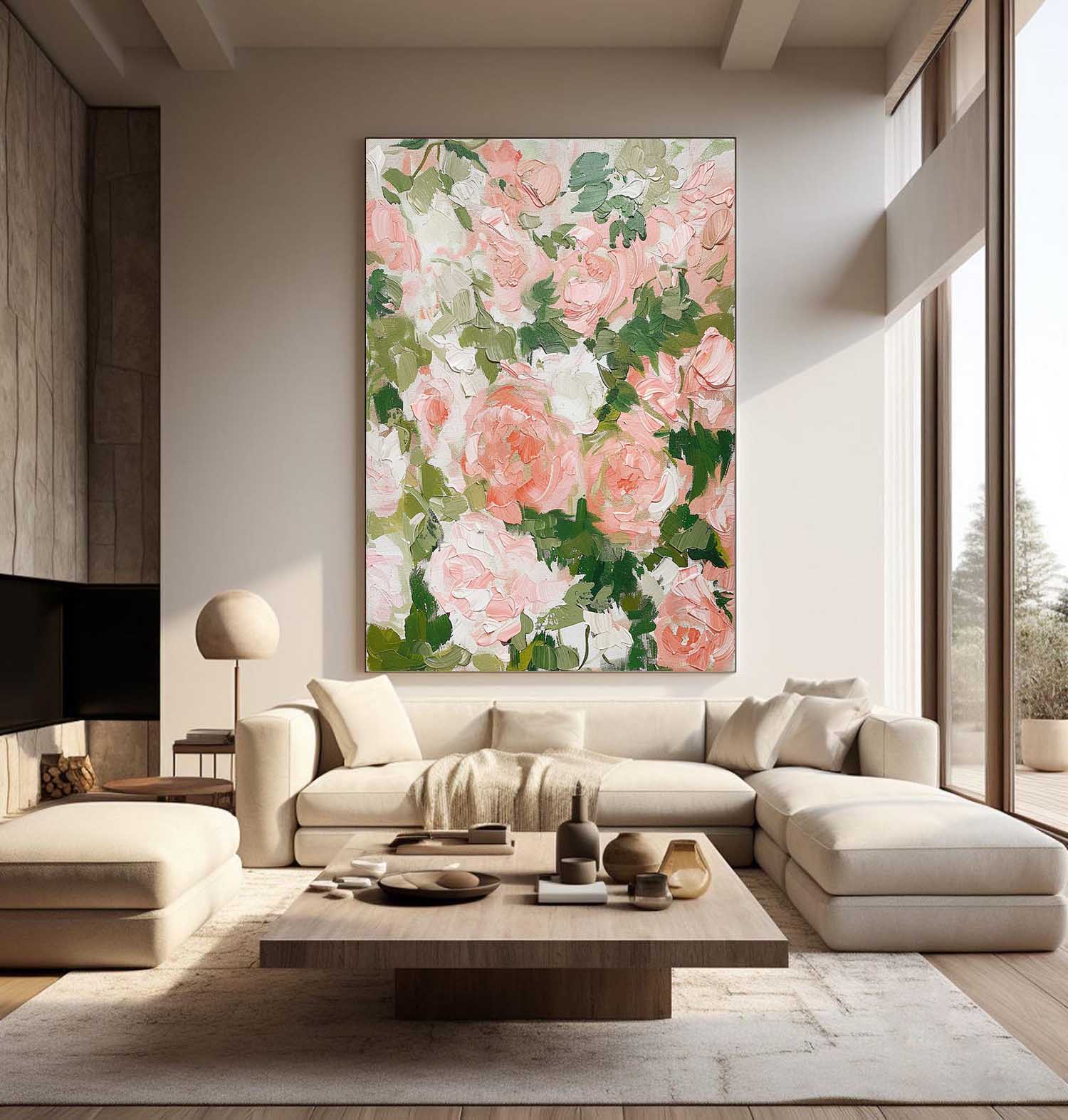 Large Contemporary Flowers Texture Oil Painting for Sale Flowers Abstract Canvas Wall Art Decor