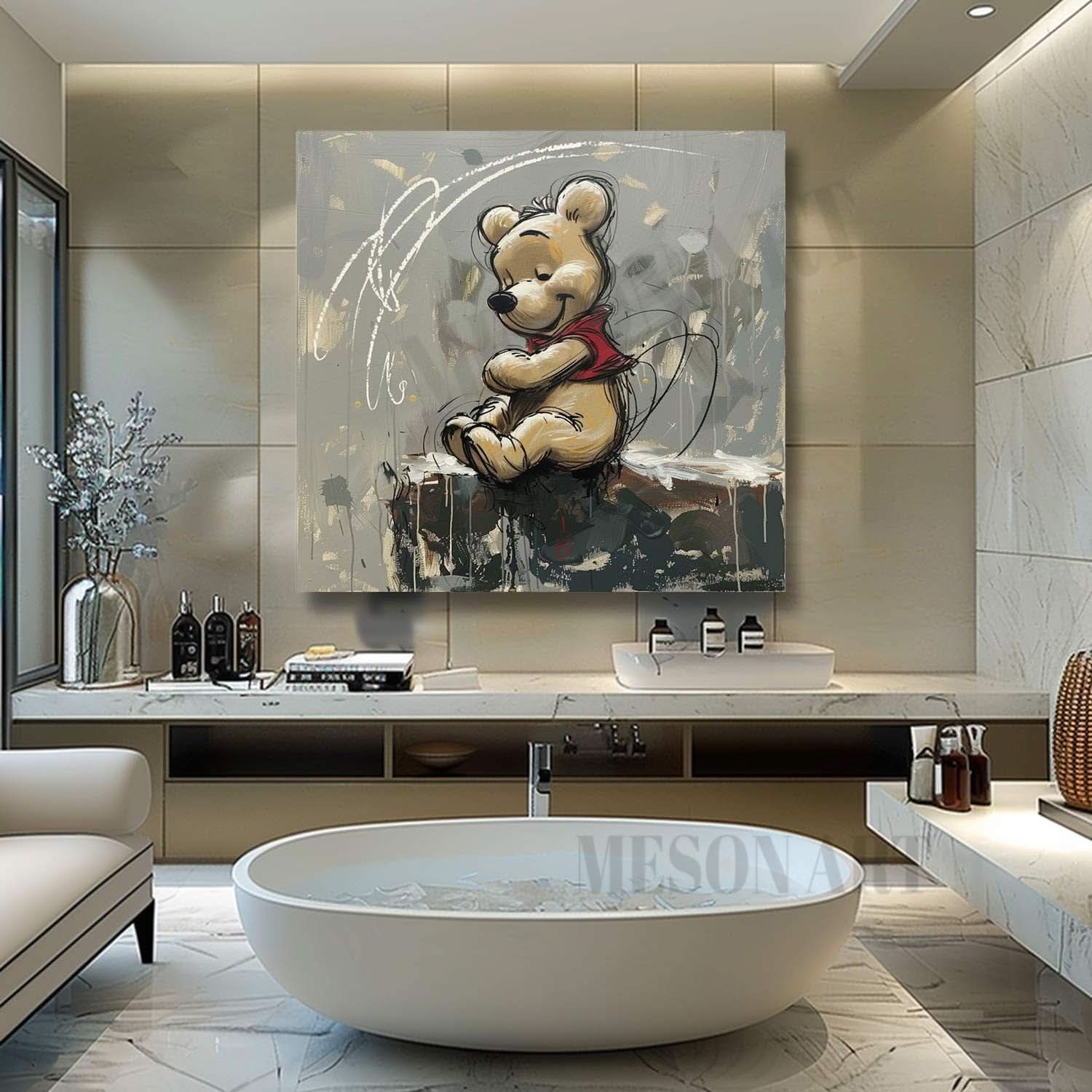 Winnie the Pooh Graffiti Street Art Graffiti Doodle Canvas Wall Art Winnie Graffiti Painting