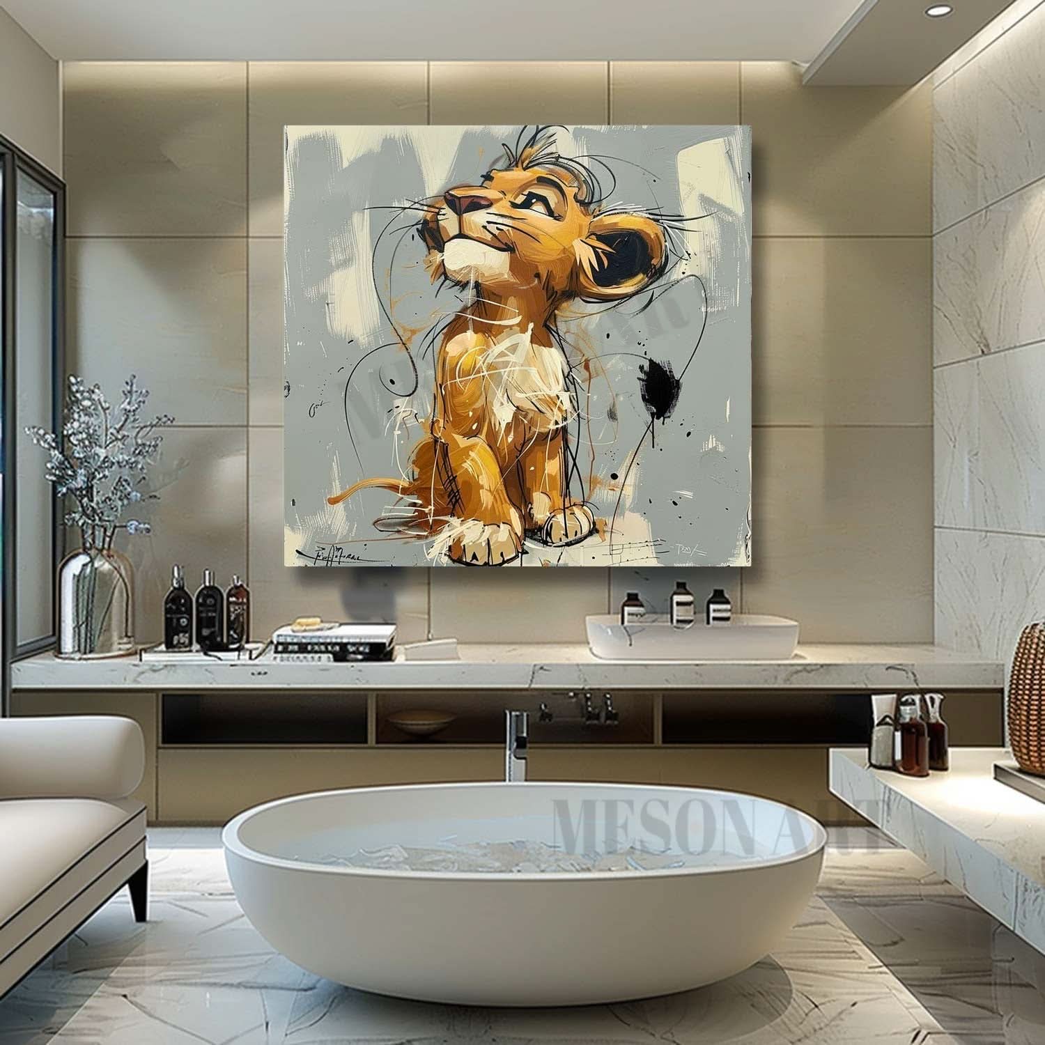 Simba the Lion Painting Simba Graffiti Canvas Wall Art Simba Pop Canvas Art for Sale