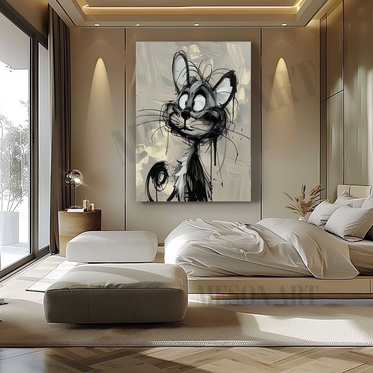 Tom Cat Pop Art for Sale Tom Cat Portrait Pop Canvas Wall Art Cat Minimalist Painting