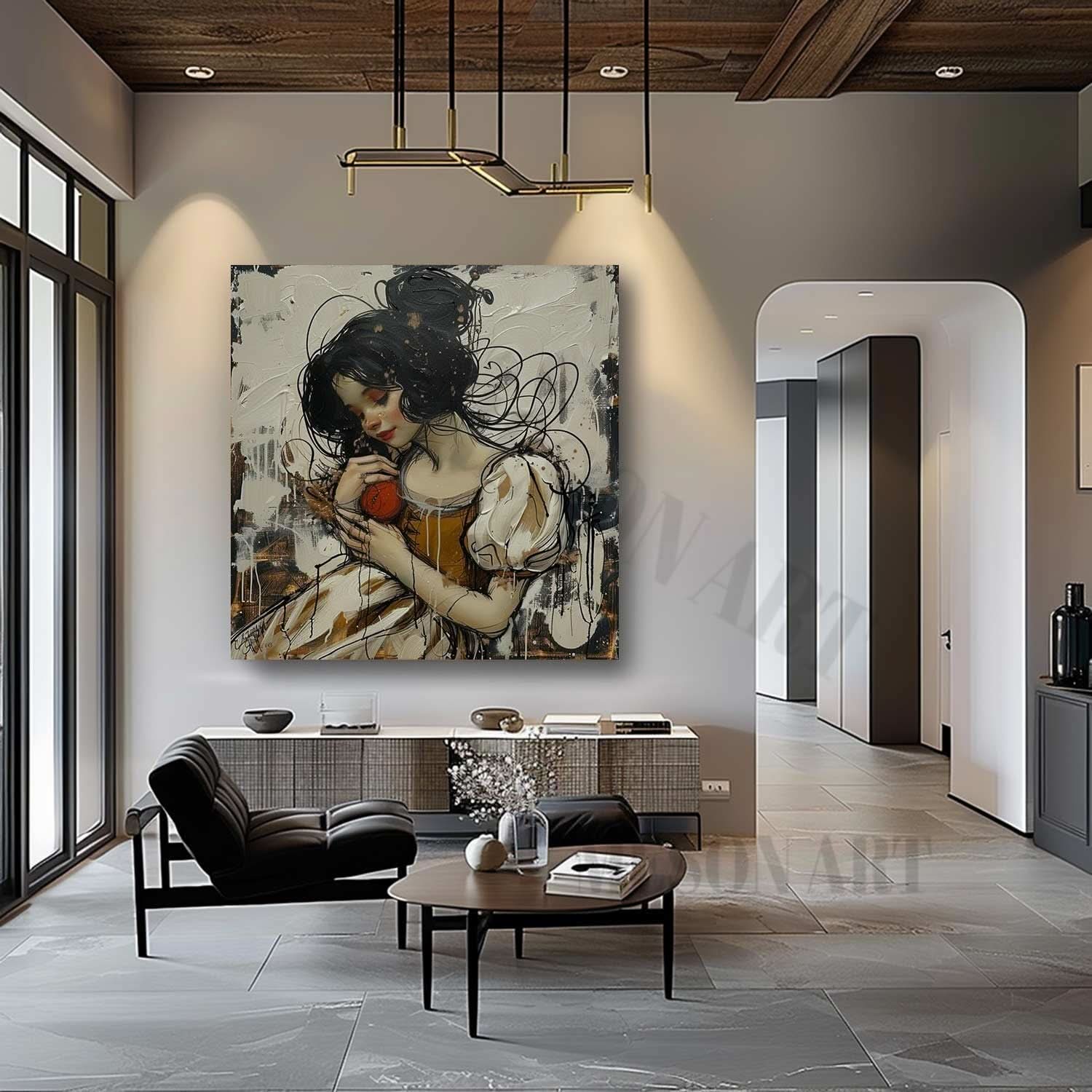 Snow White Portrait Art for Sale Snow White Canvas Wall Art Snow White Graffiti Painting