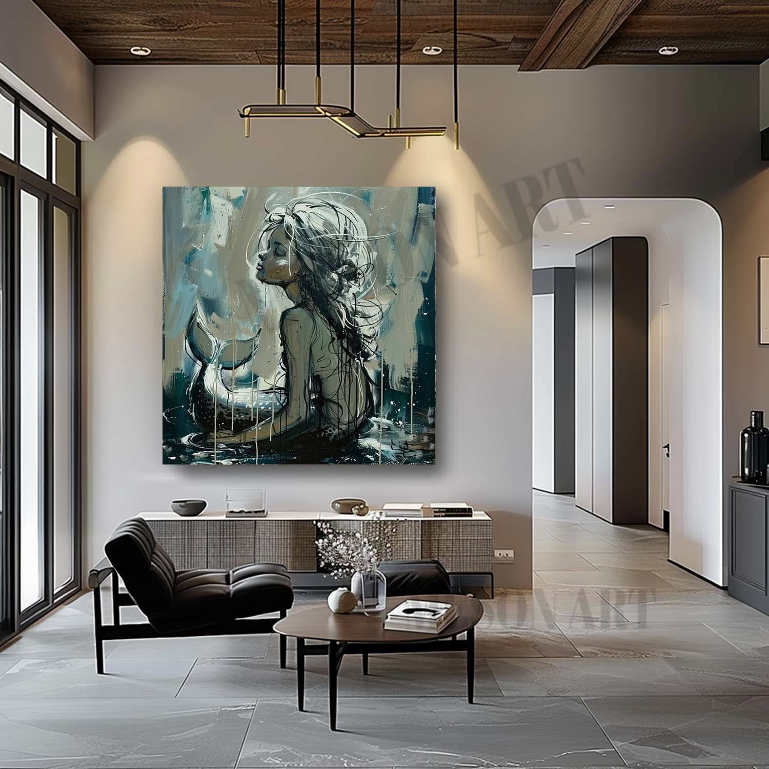 Mermaid Pop Canvas Art Mermaid Pop Wall Art Mermaid Oil Painting Mermaid Graffiti Art