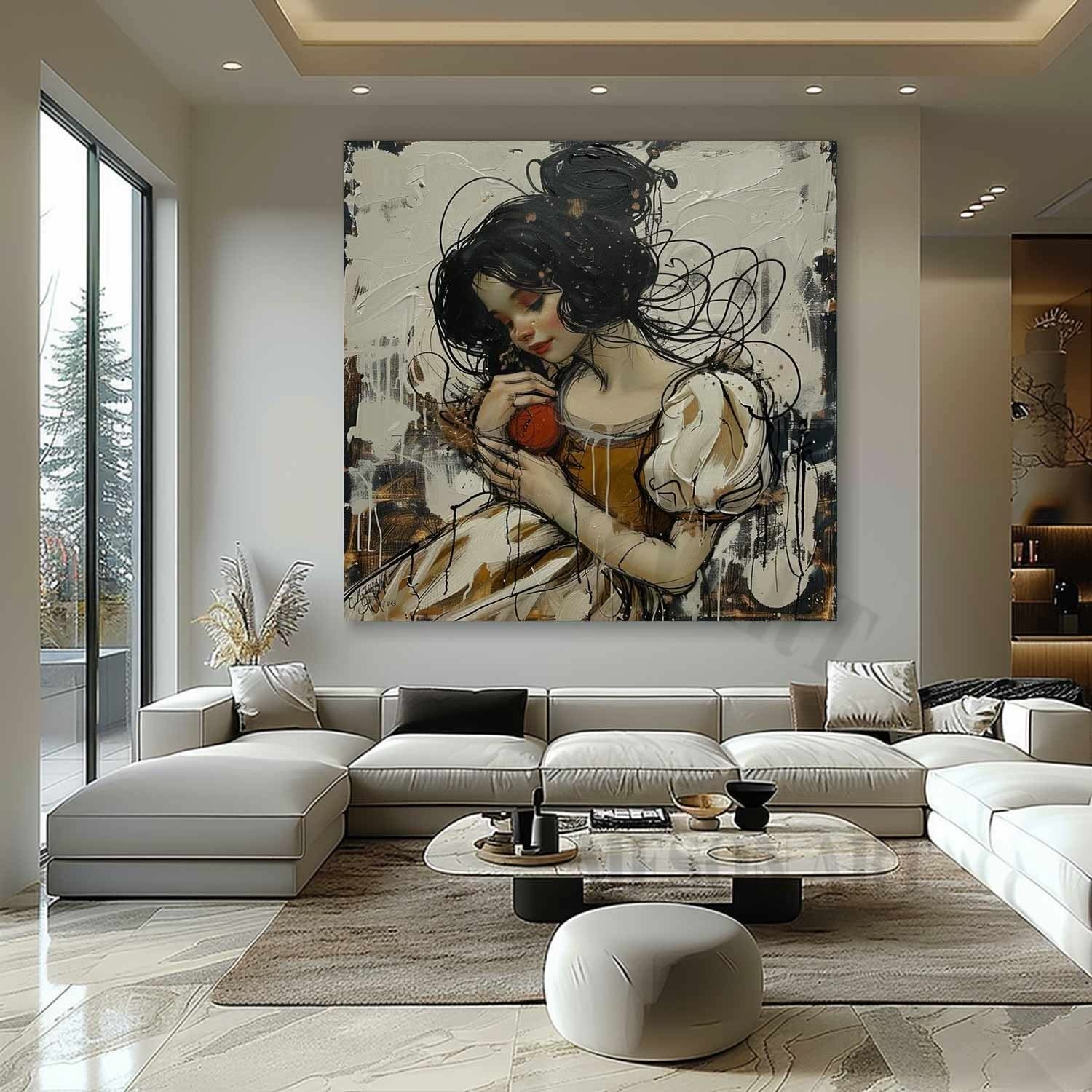 Snow White Portrait Art for Sale Snow White Canvas Wall Art Snow White Graffiti Painting