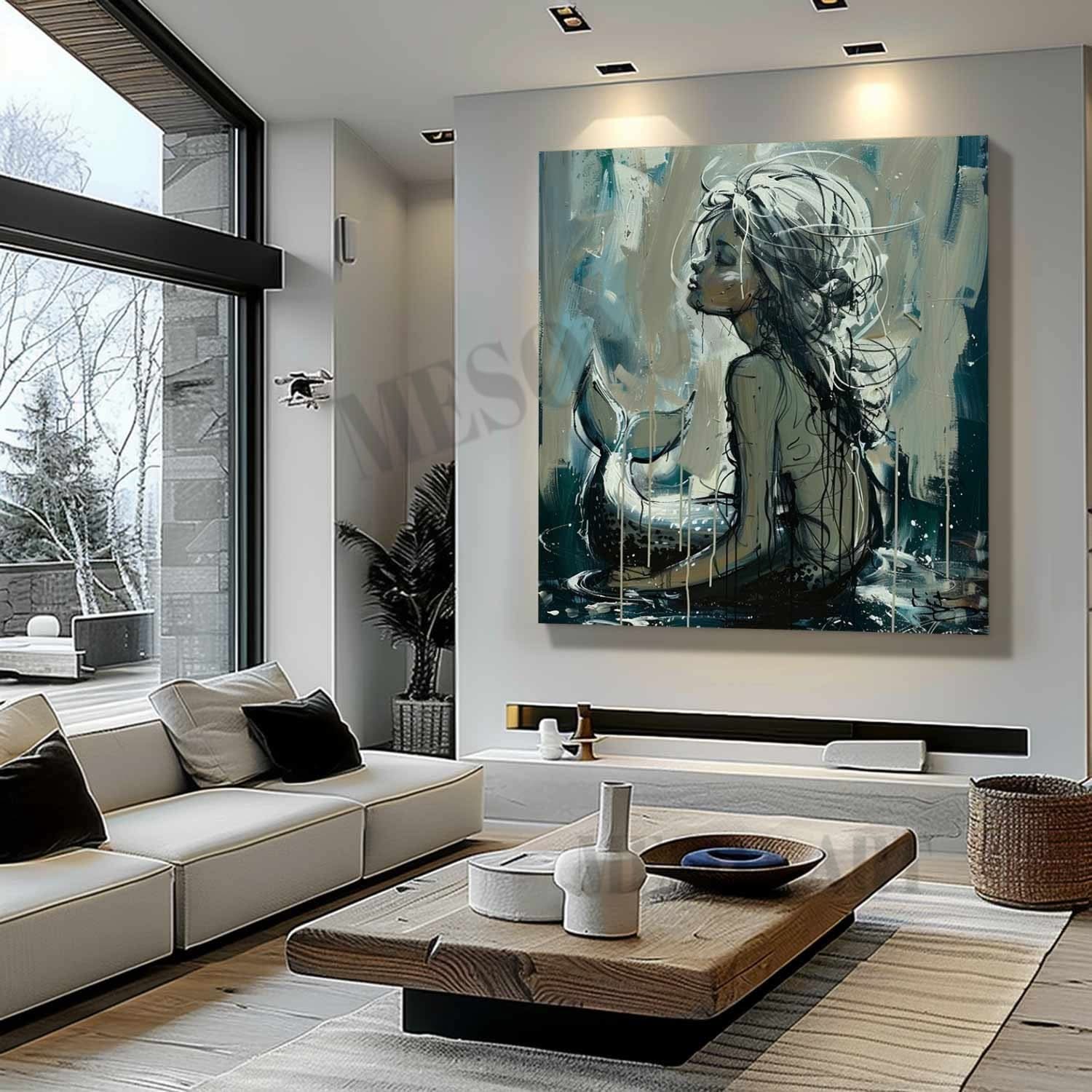 Mermaid Pop Canvas Art Mermaid Pop Wall Art Mermaid Oil Painting Mermaid Graffiti Art