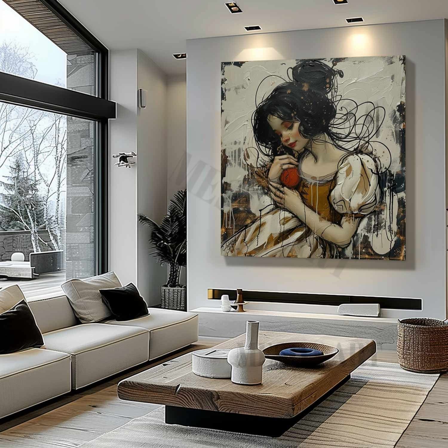 Snow White Portrait Art for Sale Snow White Canvas Wall Art Snow White Graffiti Painting