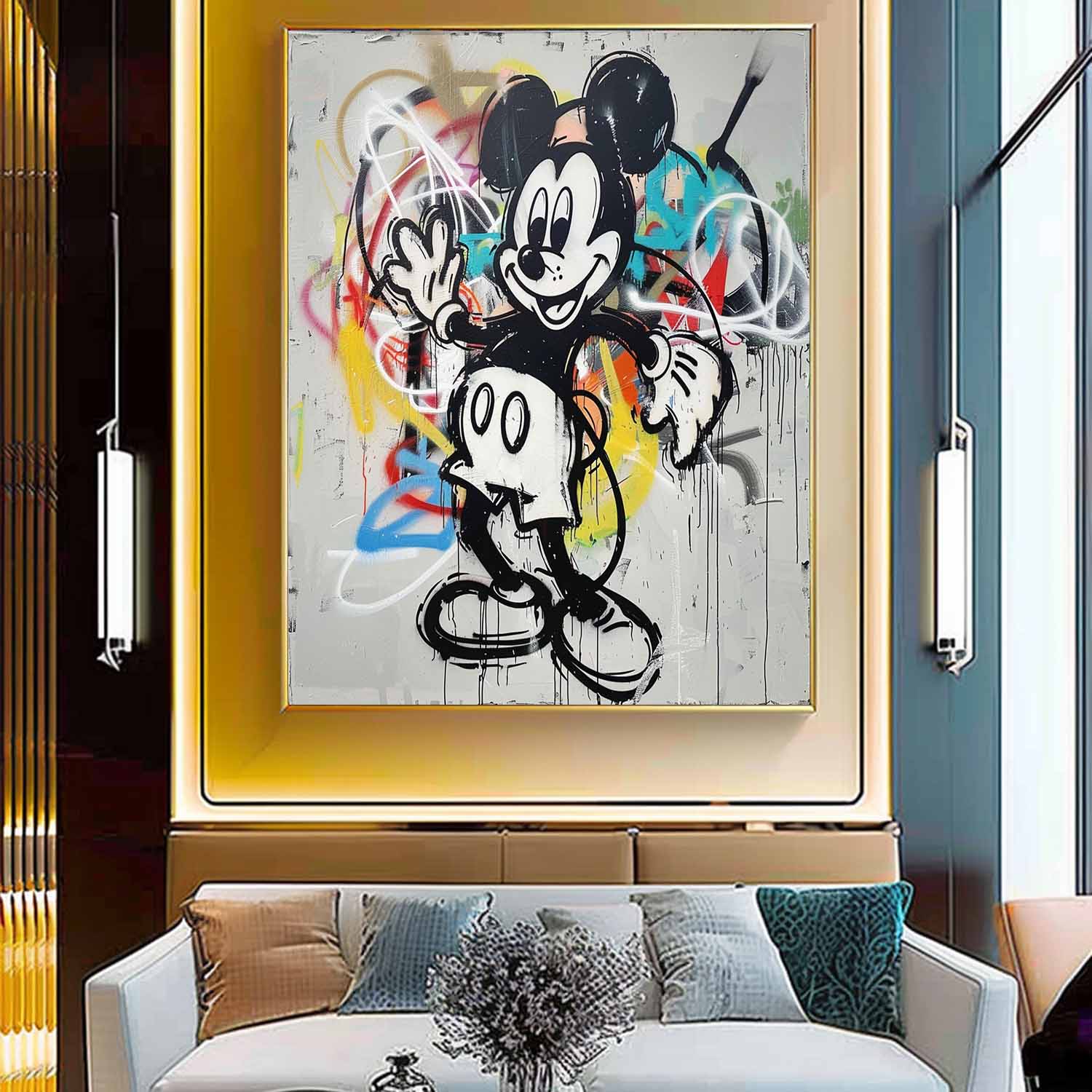 Mickey Mouse Graffiti Canvas Art for Sale Mickey Mouse Graffiti Street Painting Mickey Mouse Kids Room Wall Art