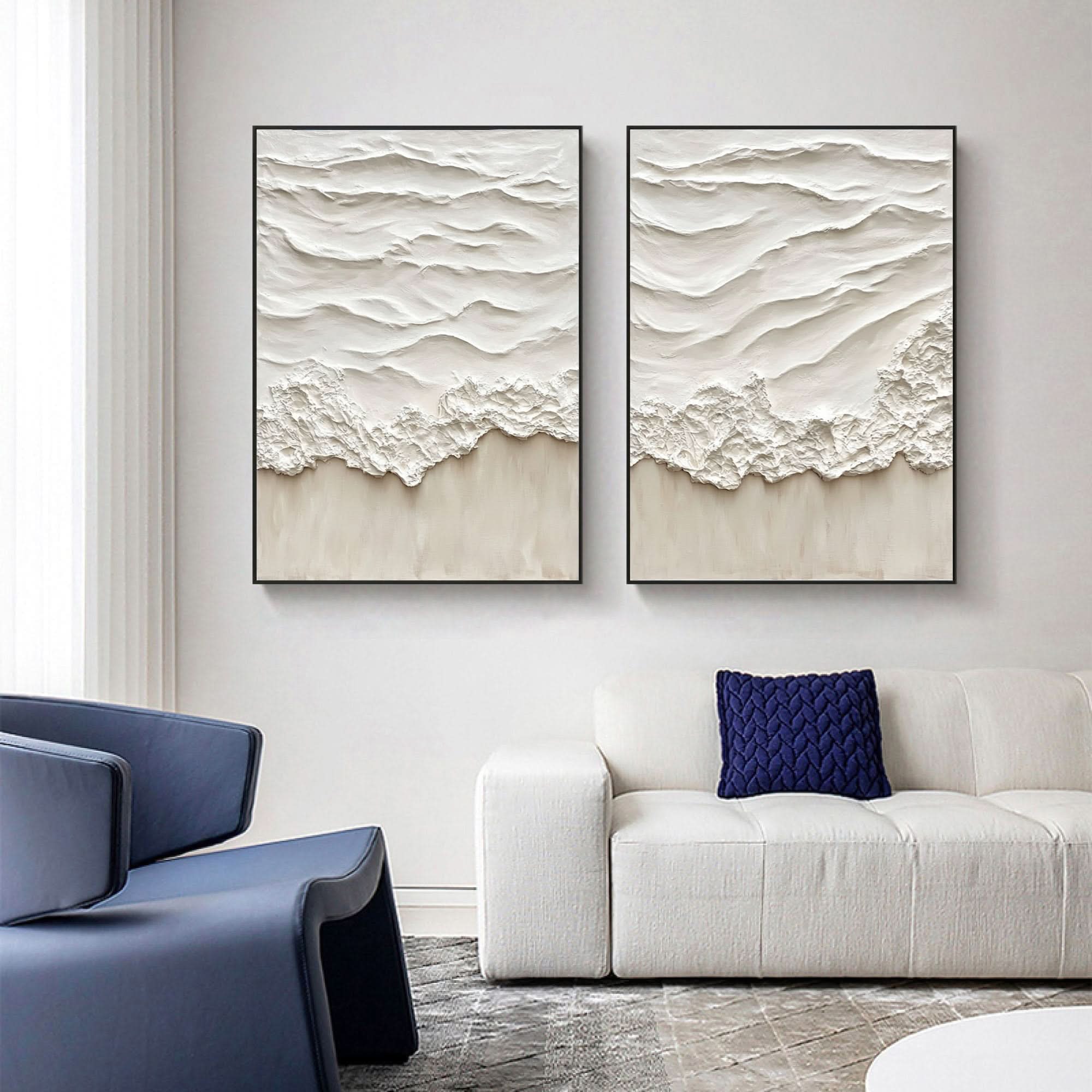 Textured Beach Waves Canvas Set for Coastal Home Decor #BBS 012