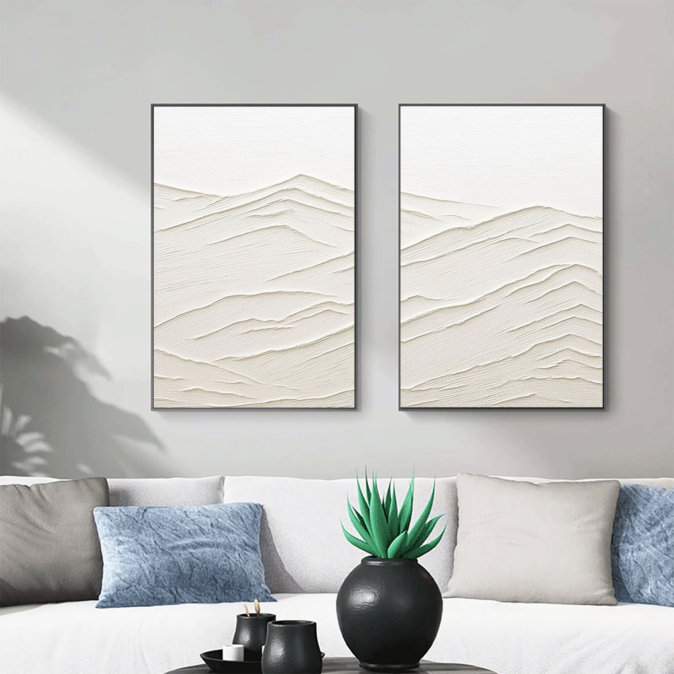 Plaster Art Minimalist Textured Paintings Set of 2 #MM079