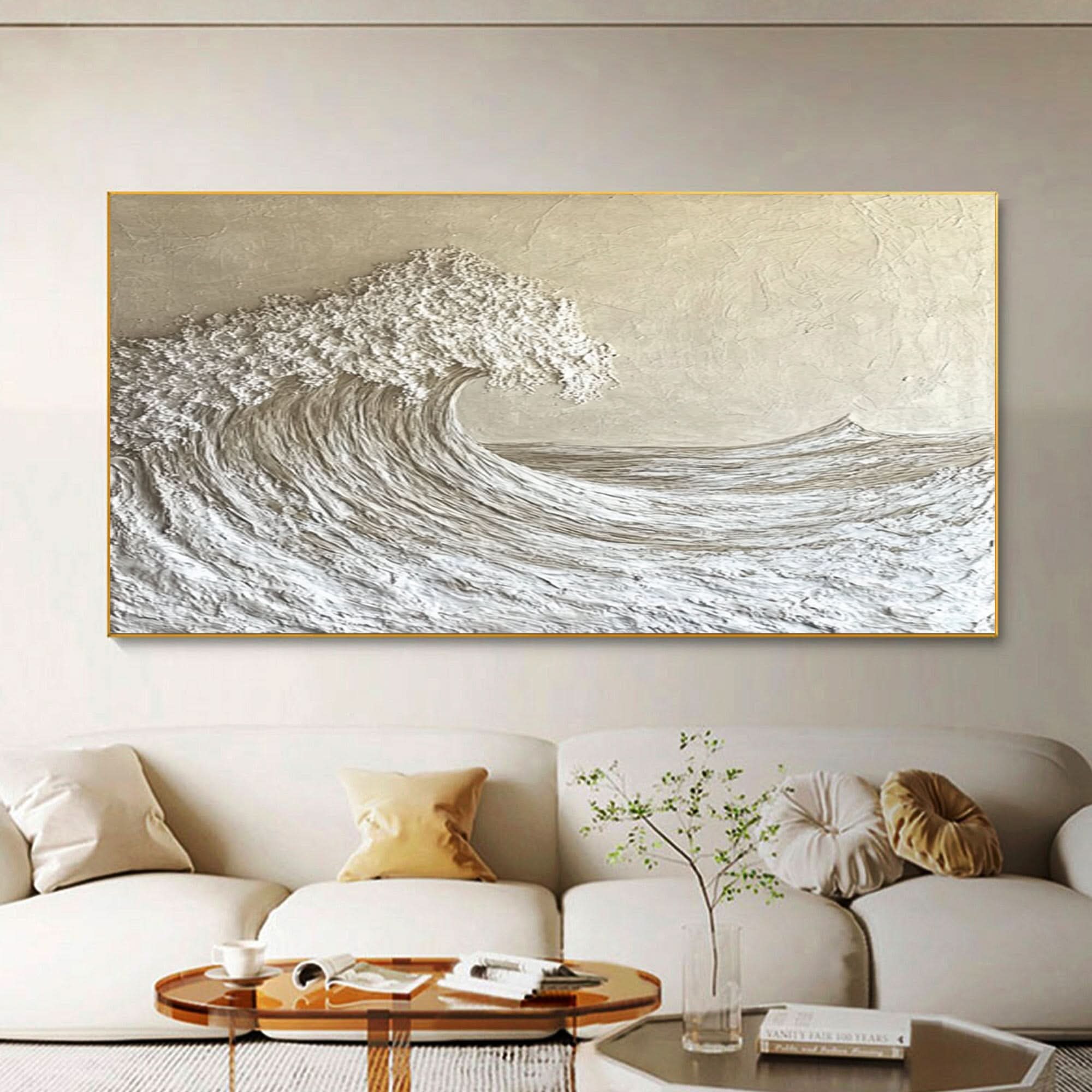 Textured Ocean Wave Art 3D Oil Painting for Modern Living Rooms #BBM 029