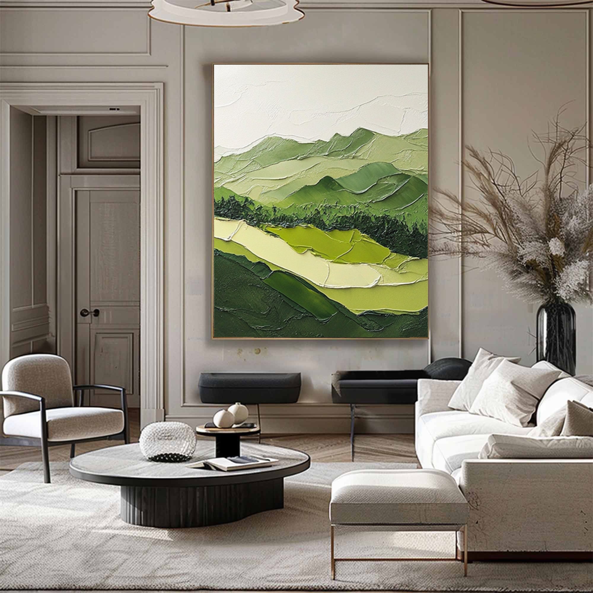 Modern Green Mountain Wall Art Nature-Inspired Decor for Contemporary Spaces #BGM 037