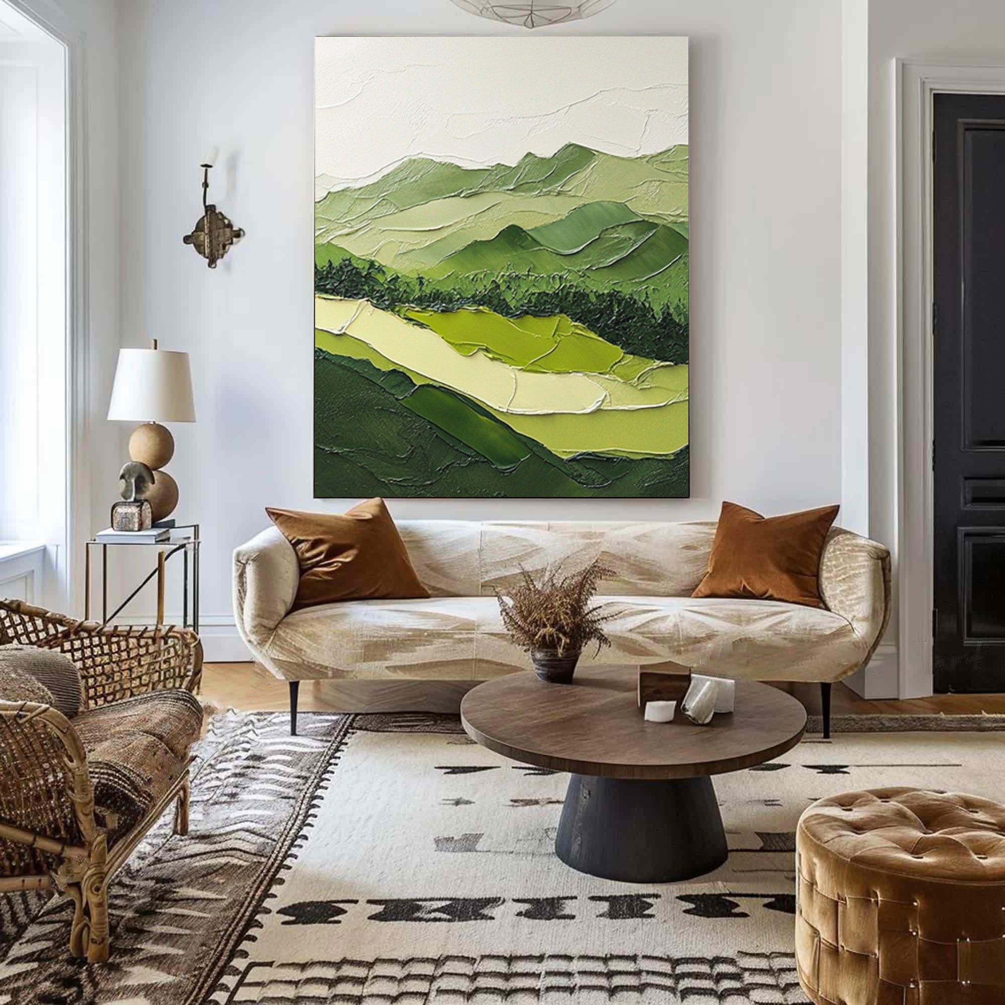 Modern Green Mountain Wall Art Nature-Inspired Decor for Contemporary Spaces #BGM 037