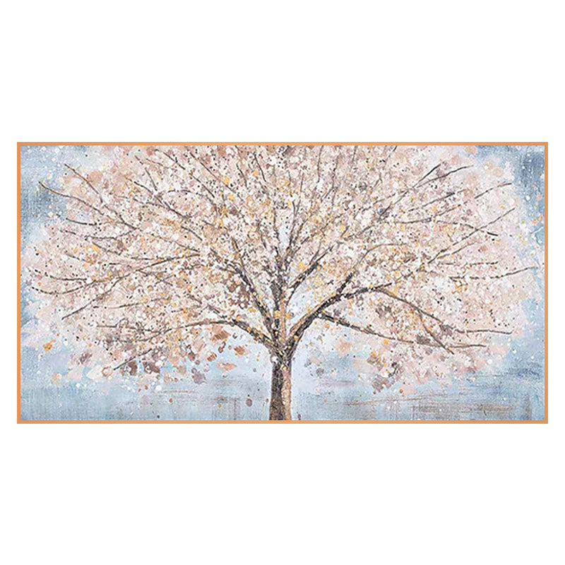 Old Day Dreams-Blooming Tree Oil Painting, Floral Landscape Wall Art for Home Decor